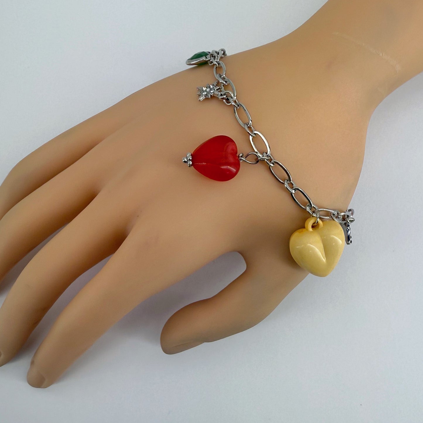 Chain with Multiple Charm Heart Bracelets