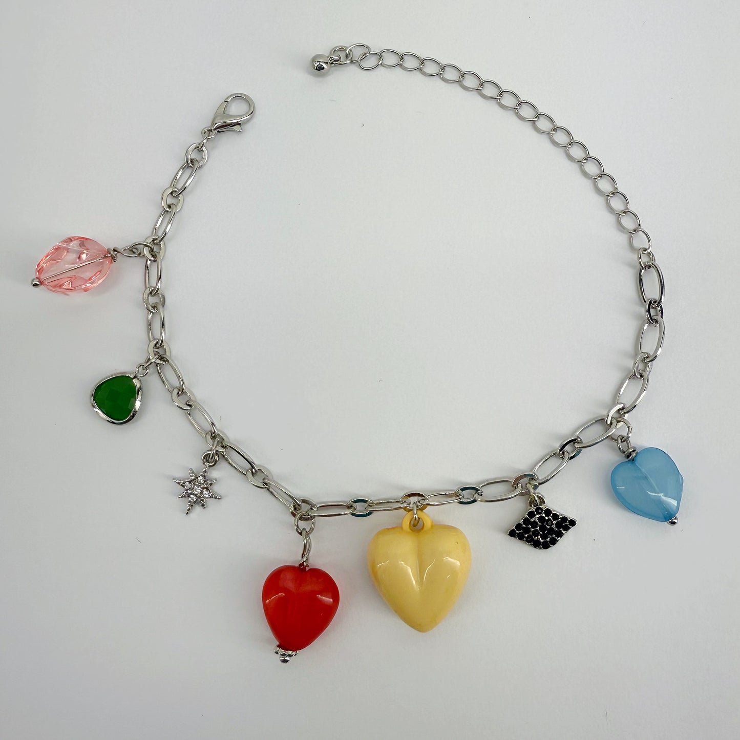 Chain with Multiple Charm Heart Bracelets