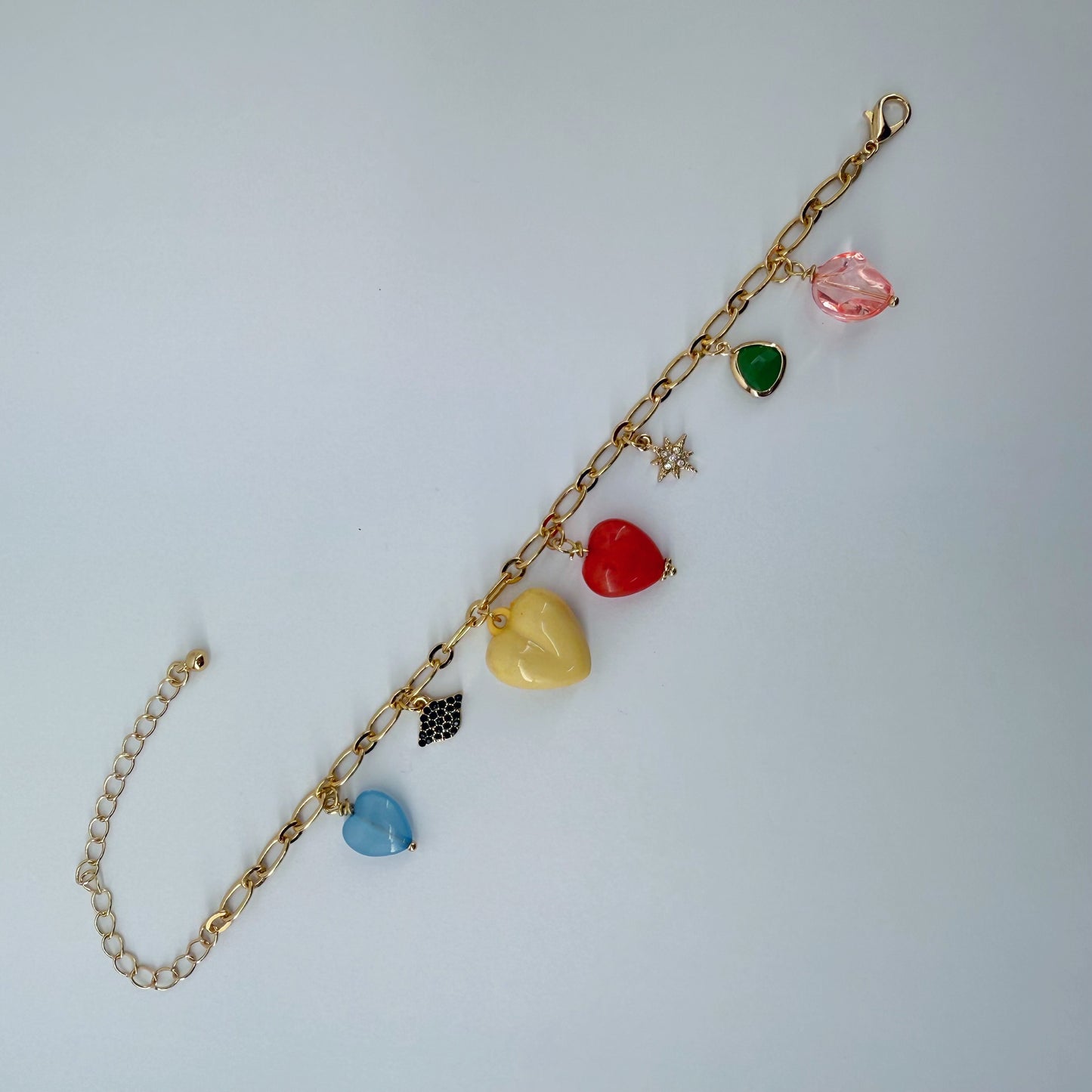 Chain with Multiple Charm Heart Bracelets