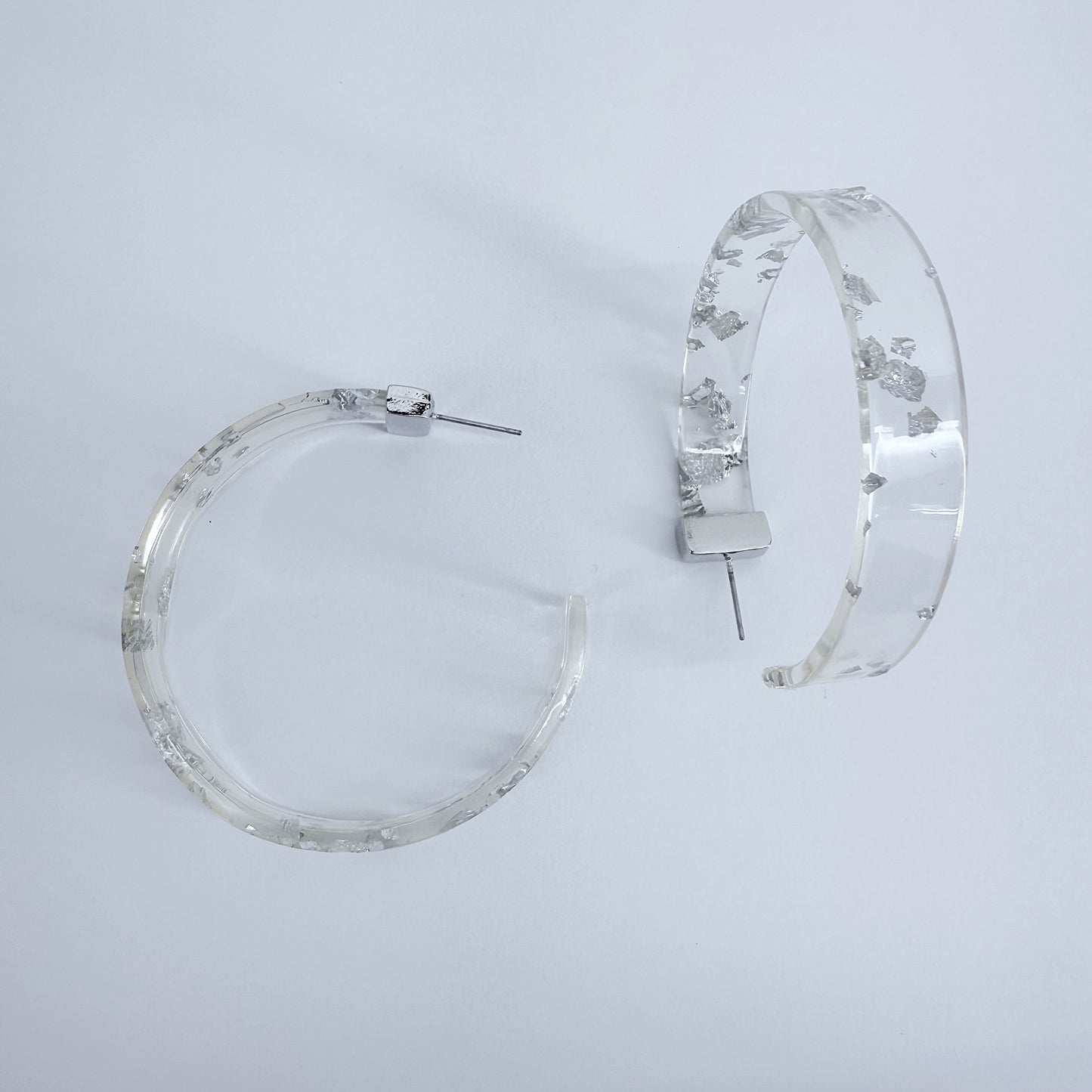 Acrylic Hoops Small Earrings With Leopard Print Or Clear Design