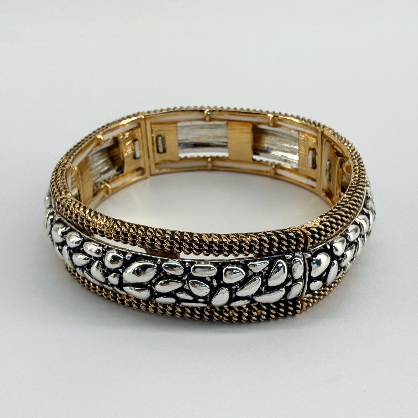 Designer inspired Stretchable Gold and Silver Finish Bracelet
