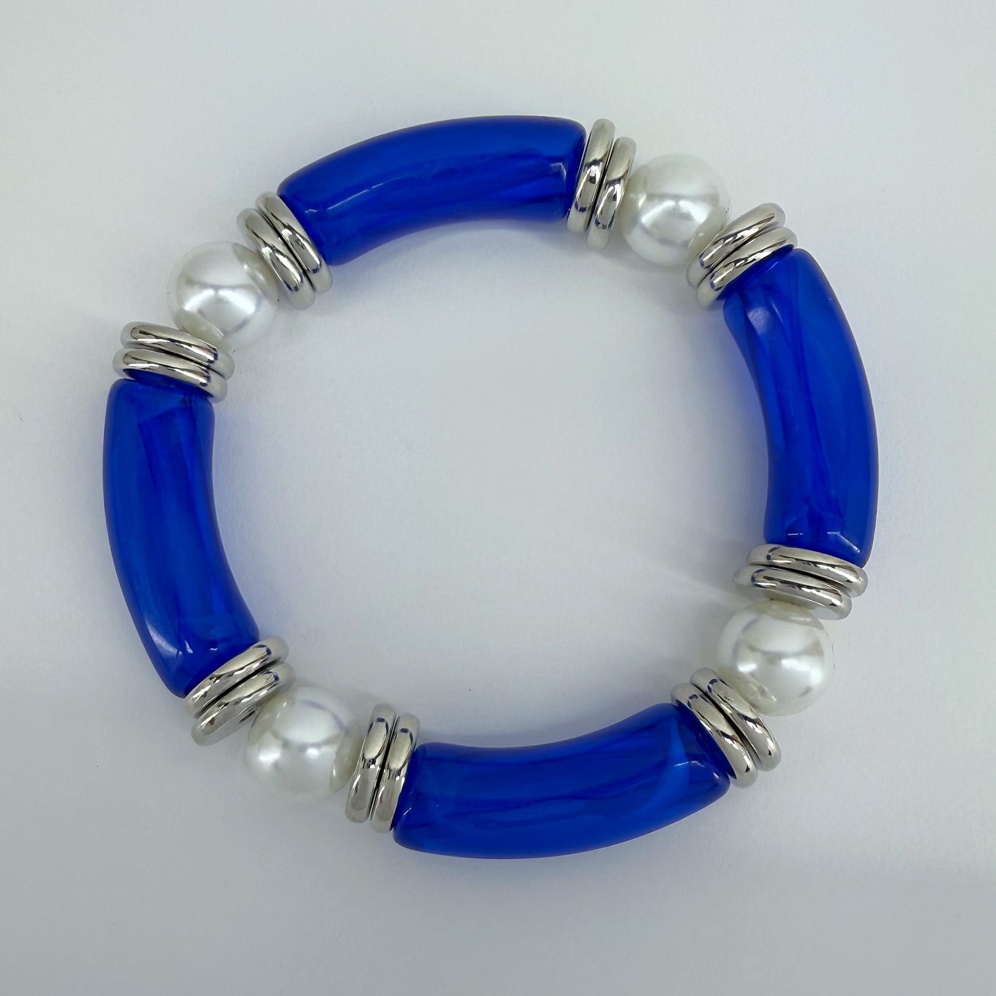 Two Tone Stretchy Bracelet with Pearls