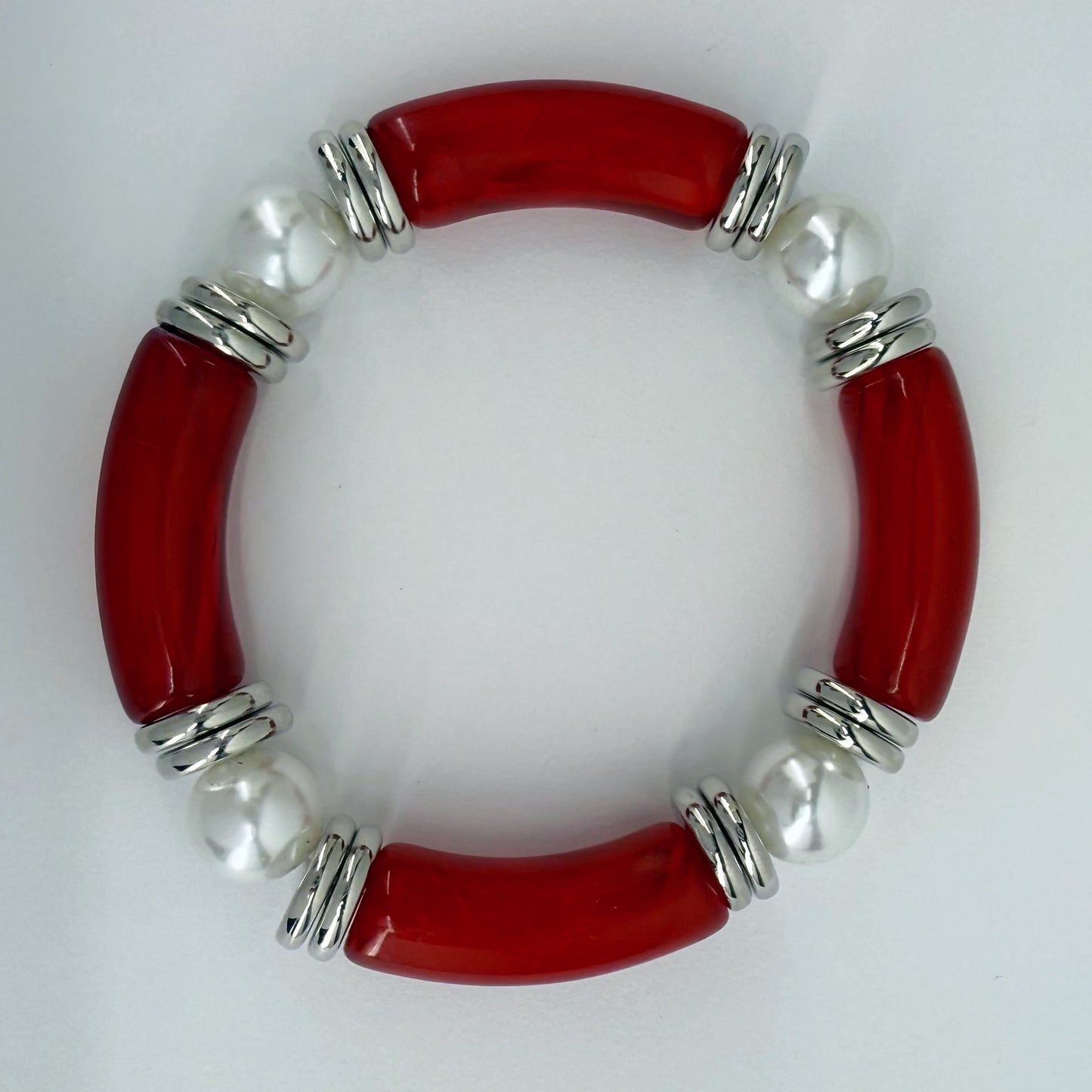 Two Tone Stretchy Bracelet with Pearls