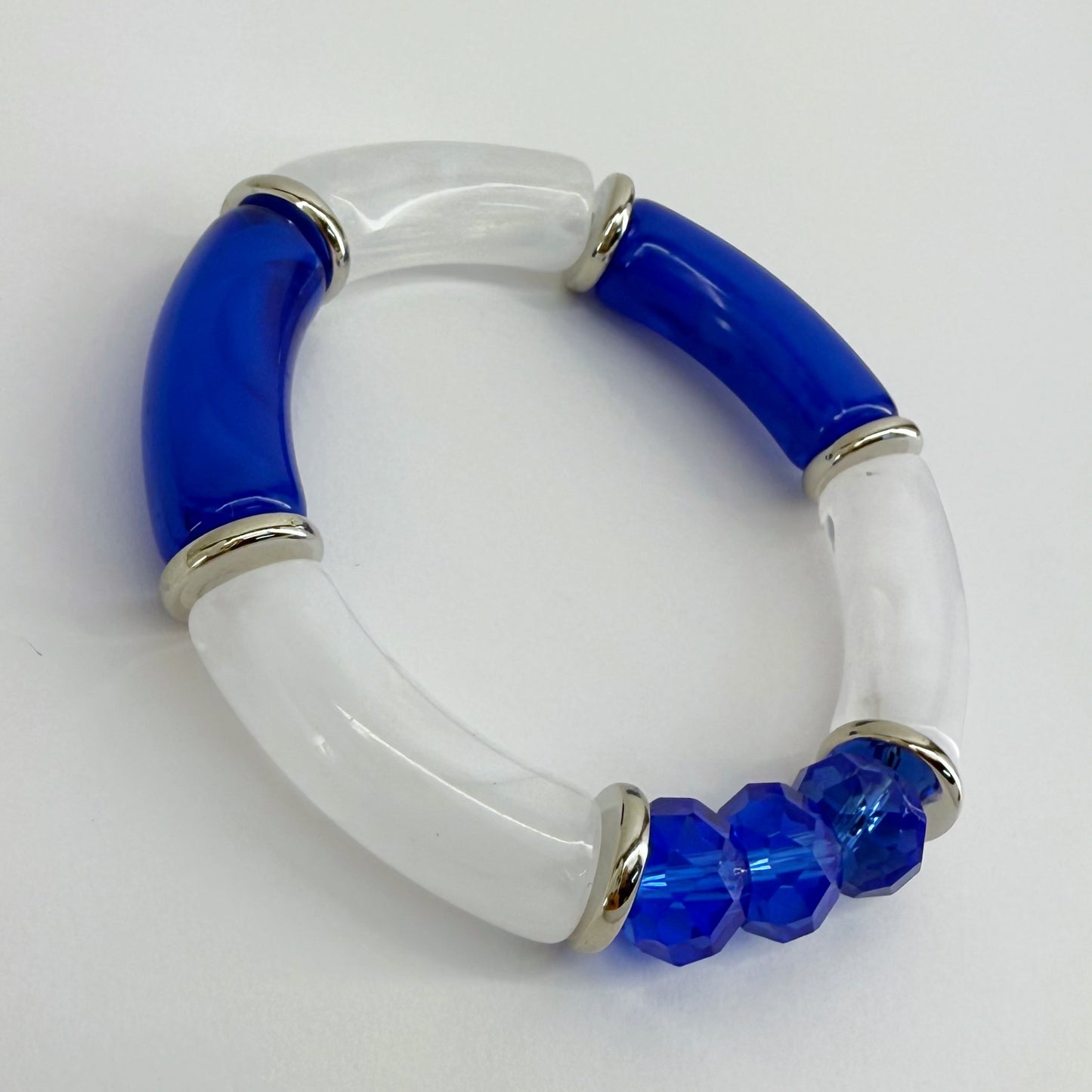 Two Tone Stretchy Bracelet With Beads