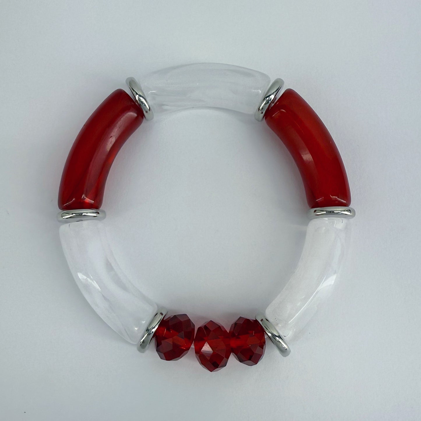 Two Tone Stretchy Bracelet With Beads