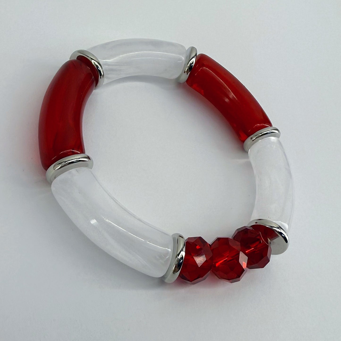 Two Tone Stretchy Bracelet With Beads