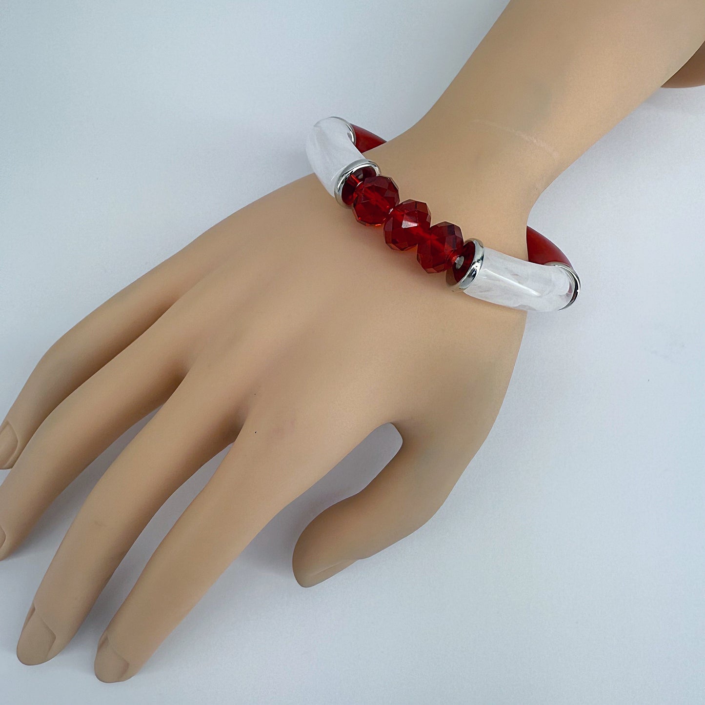 Two Tone Stretchy Bracelet With Beads