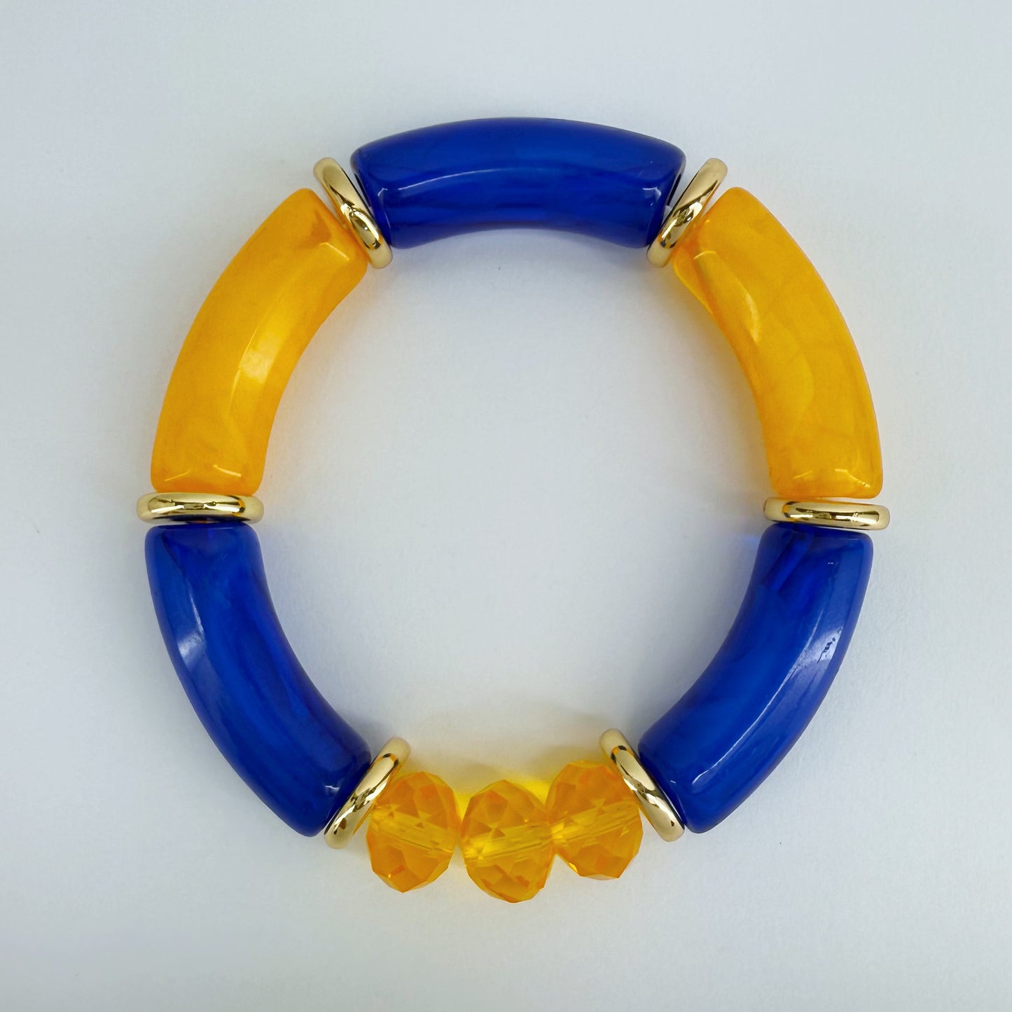 Two Tone Stretchy Bracelet With Beads
