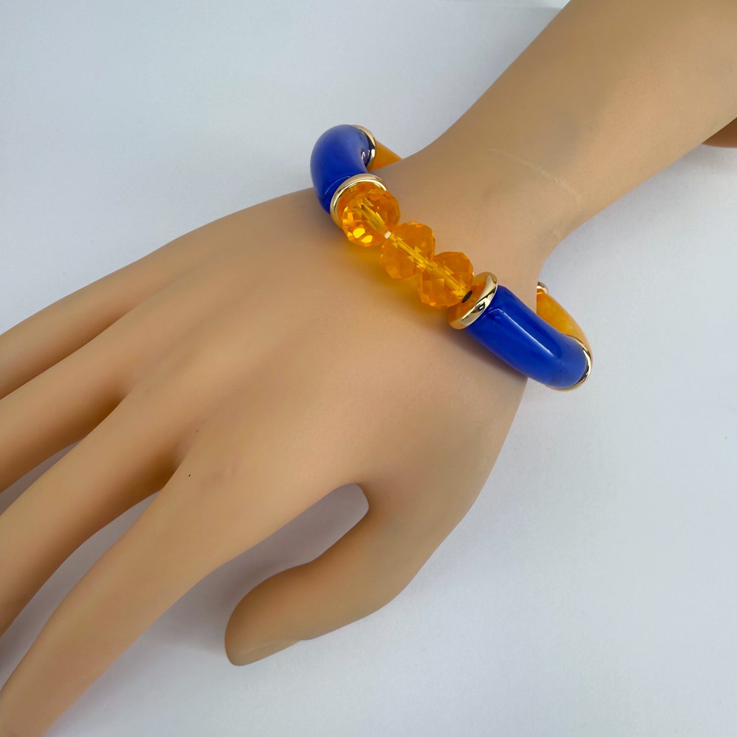 Two Tone Stretchy Bracelet With Beads