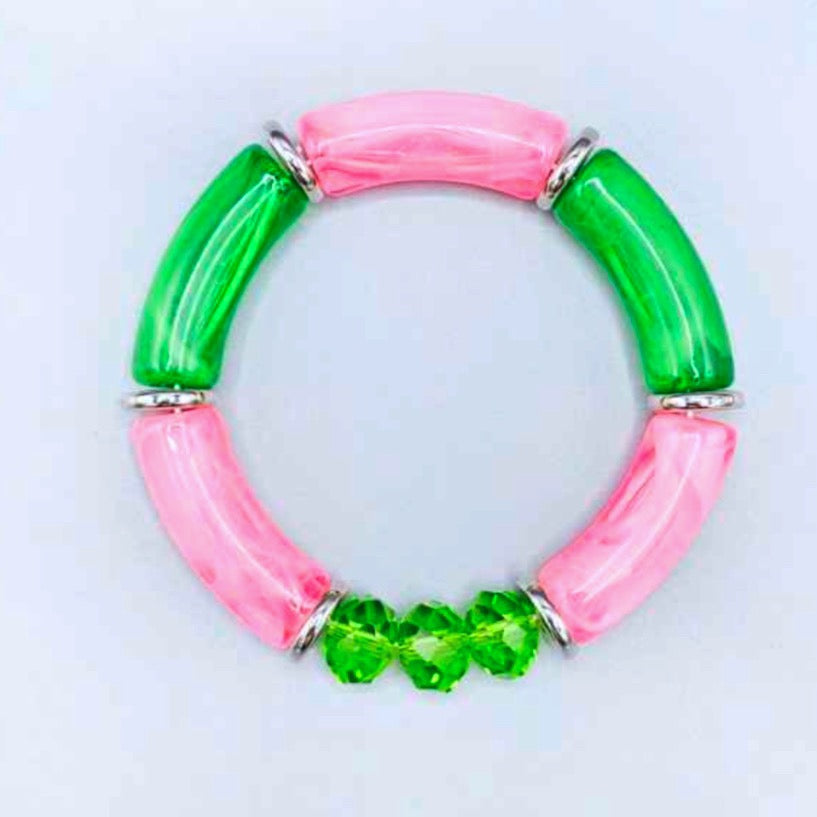 Two Tone Stretchy Bracelet With Beads