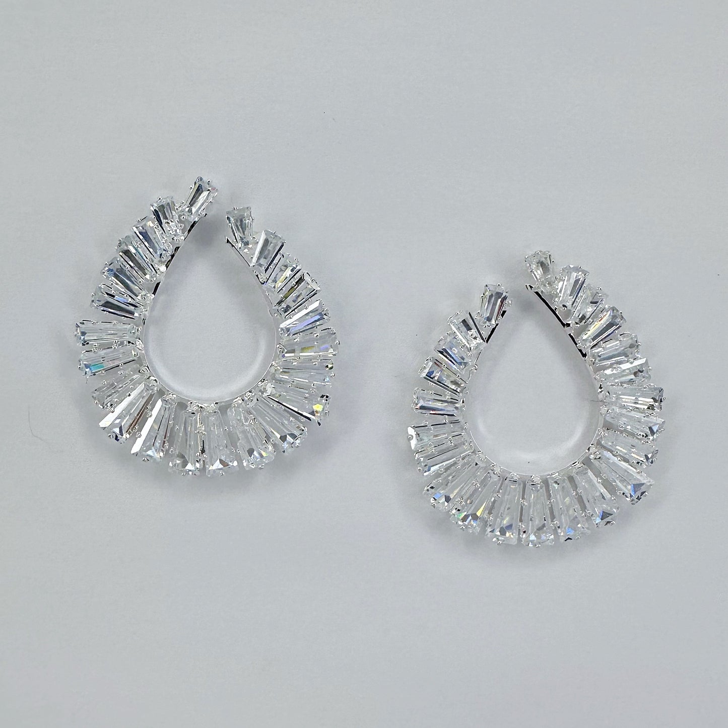 Post Back Teardrop Design With Rhinestones Earrings