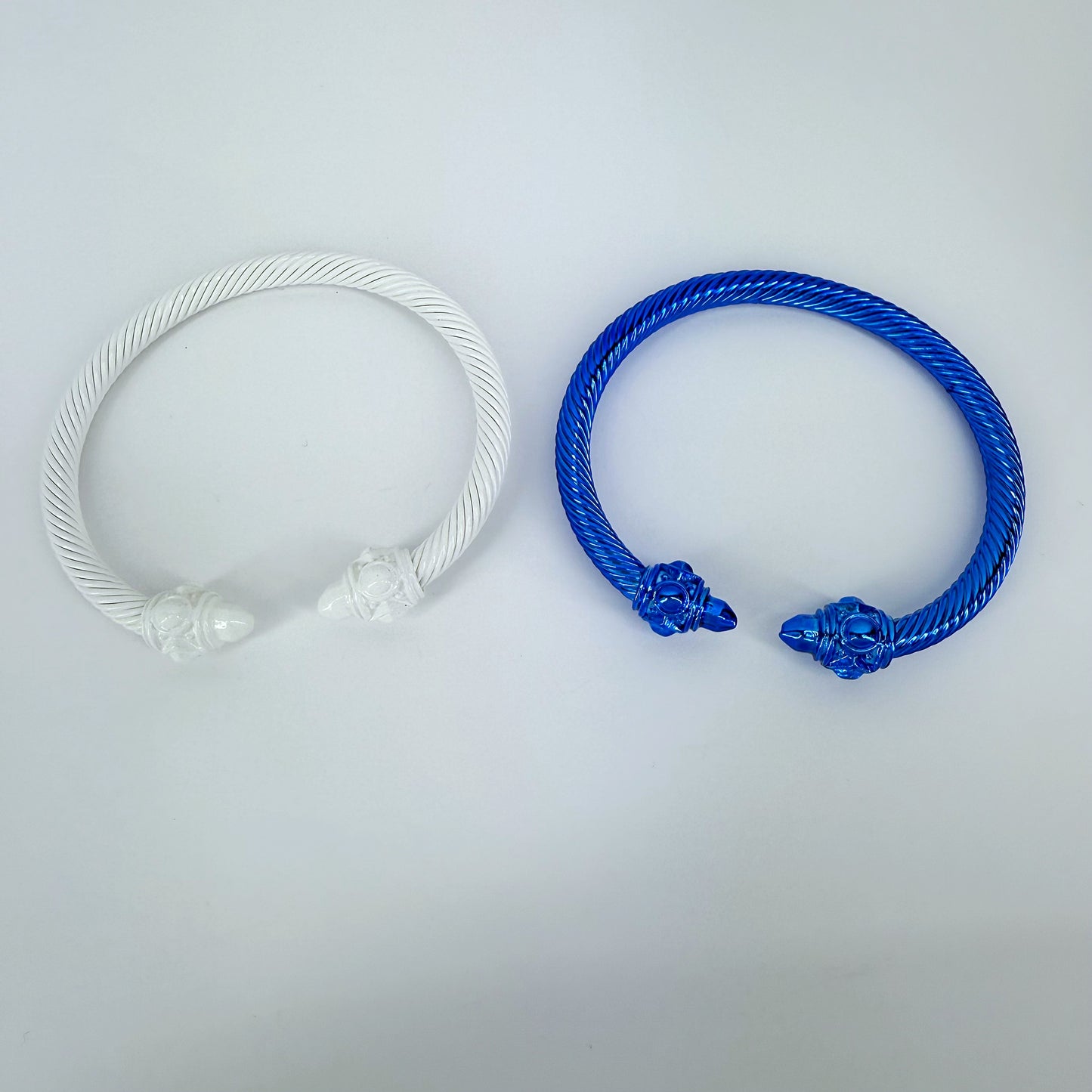 Set of 2 Blue and White Cable Style Bracelet