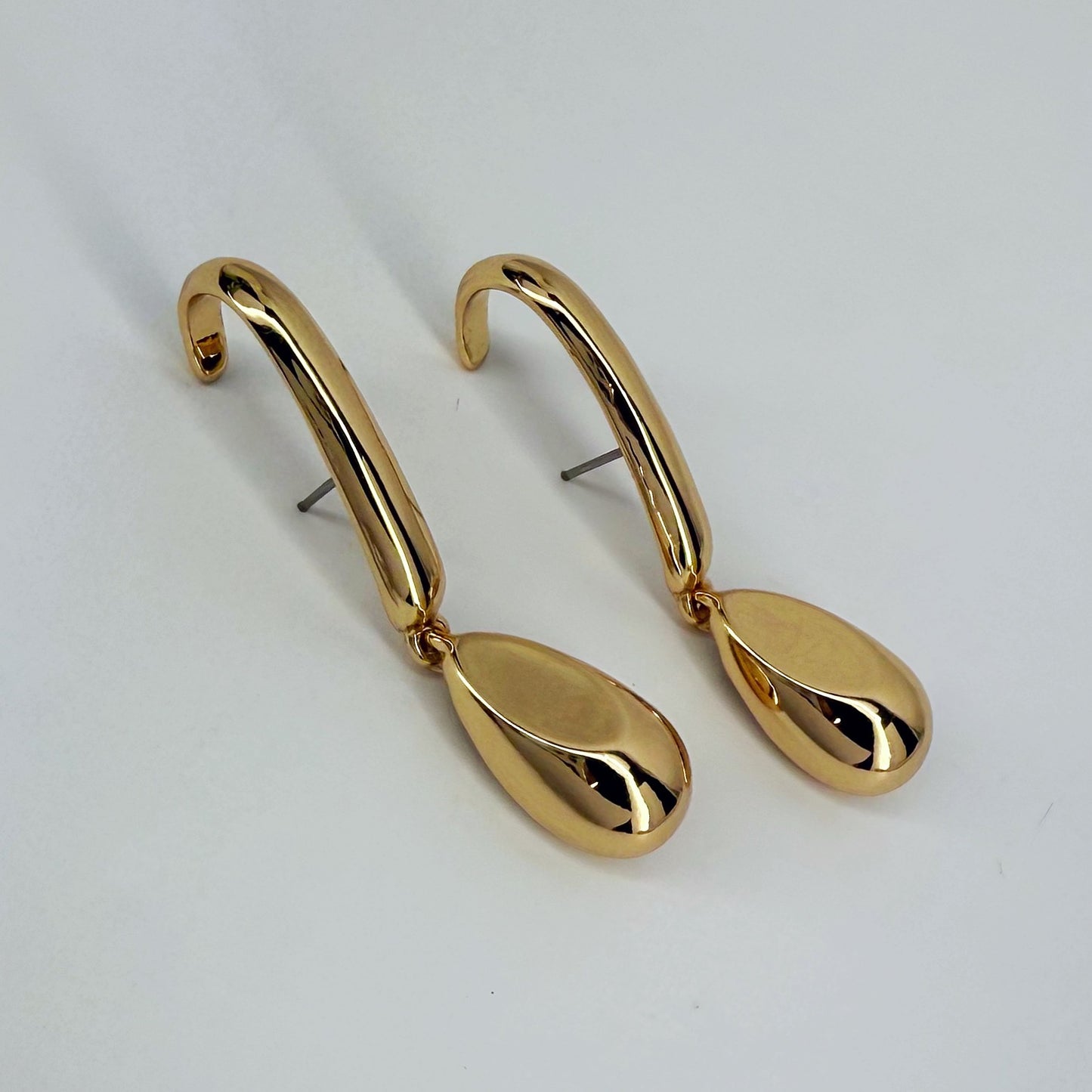 Post Back Metal Earrings With Teardrop Dangle