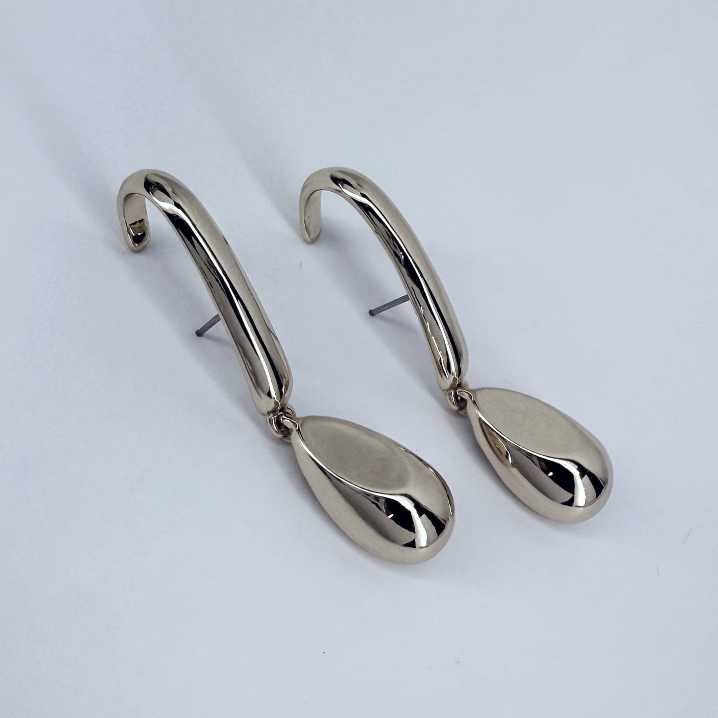 Post Back Metal Earrings With Teardrop Dangle