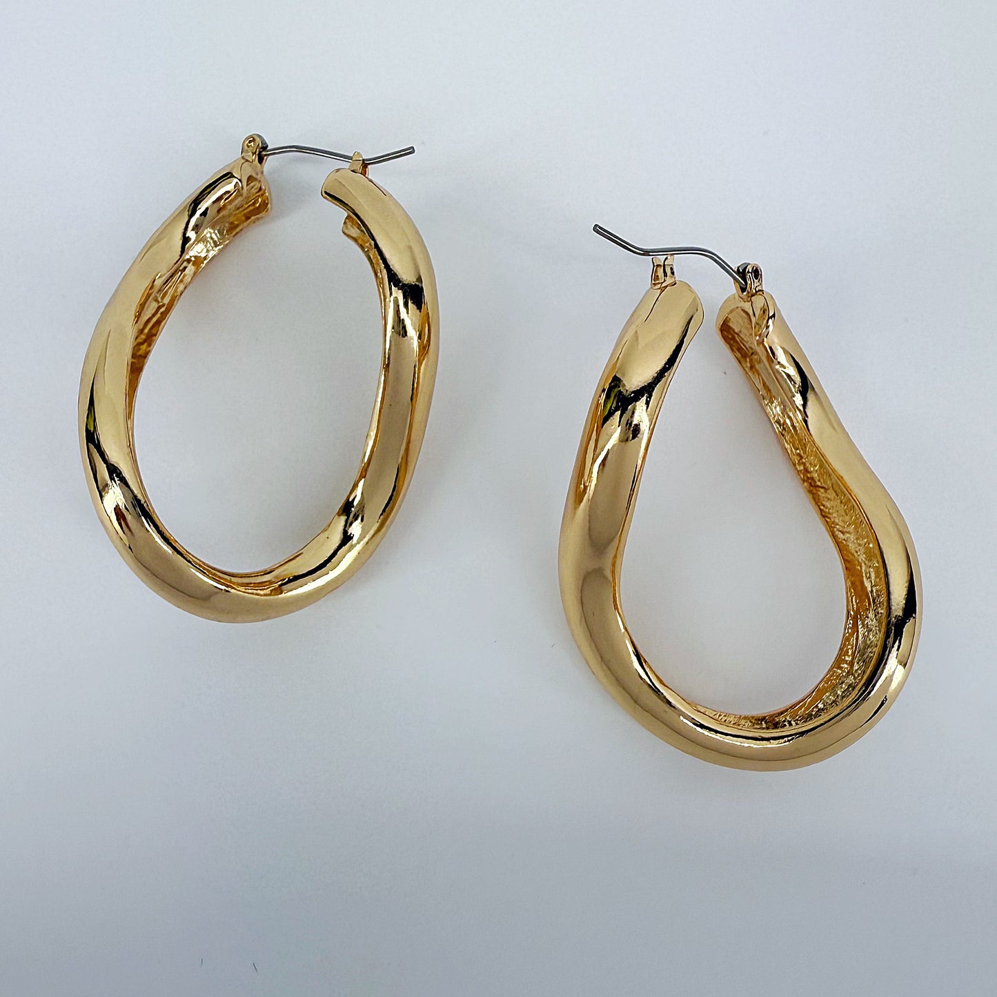 Metal Swirl Hoop Earrings Gold Or Silver Finish
