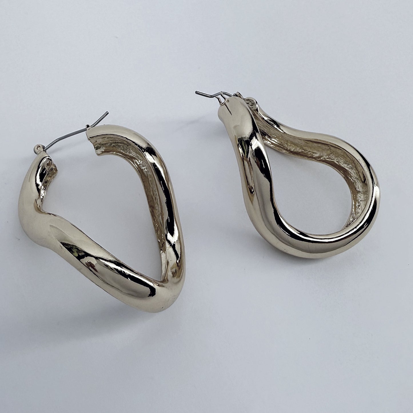 Metal Swirl Hoop Earrings Gold Or Silver Finish
