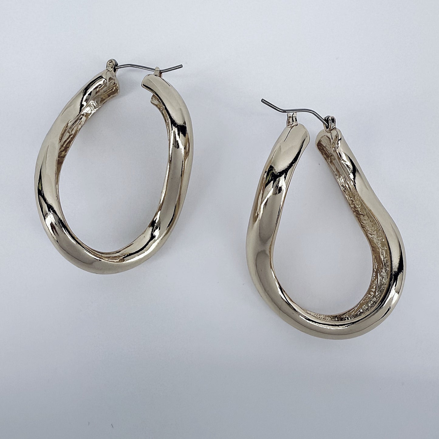Metal Swirl Hoop Earrings Gold Or Silver Finish