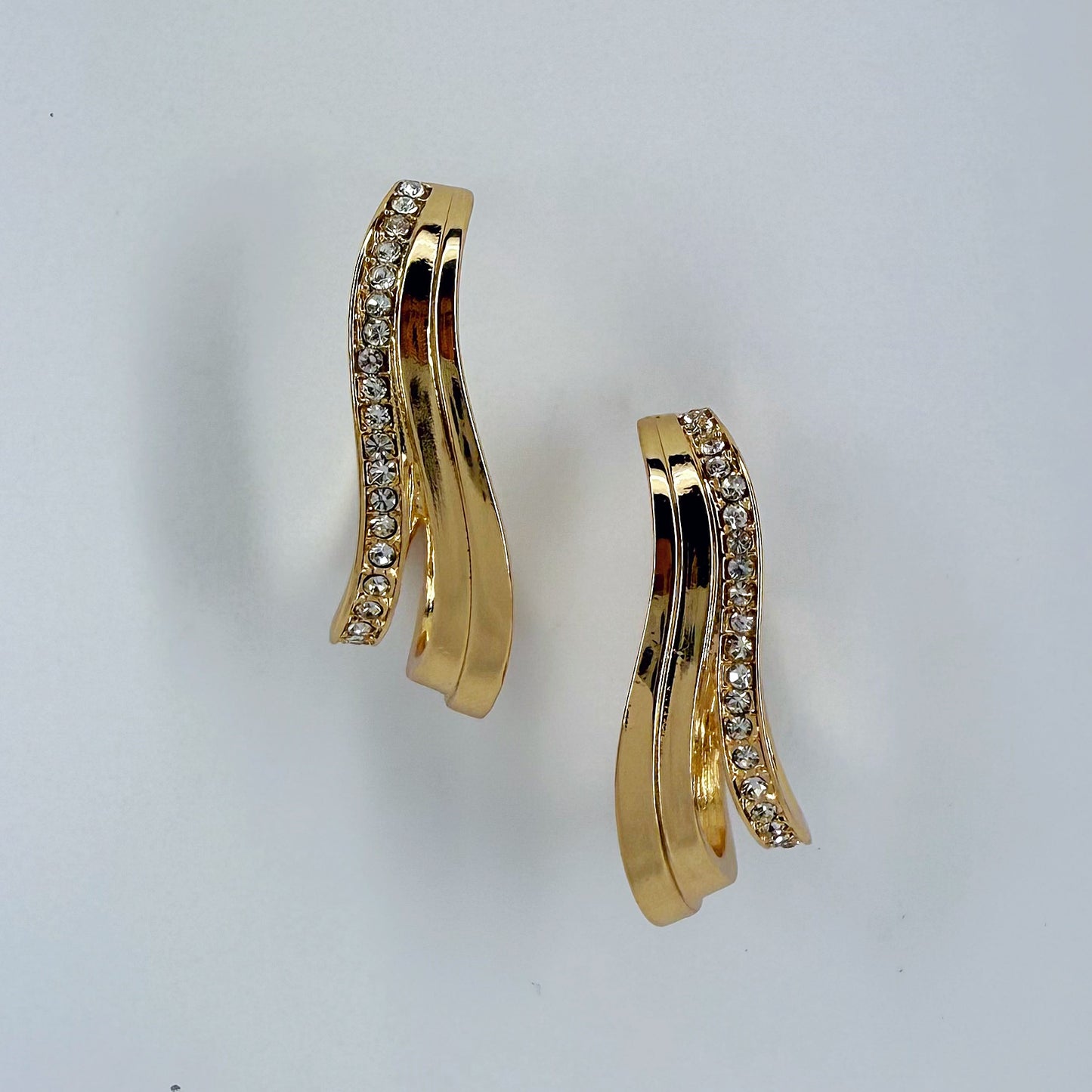Hoop Metal Earrings With Rhinestone