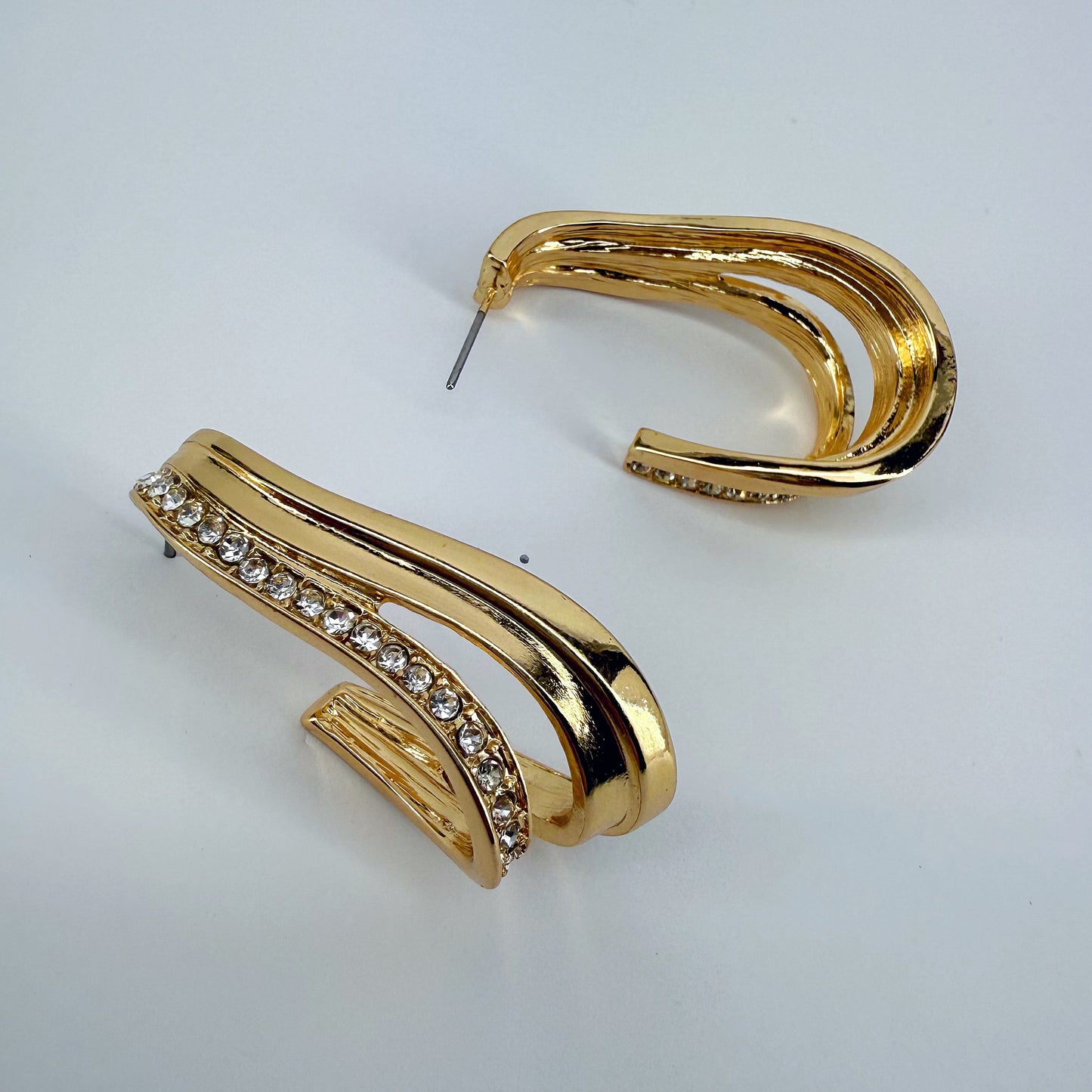Hoop Metal Earrings With Rhinestone