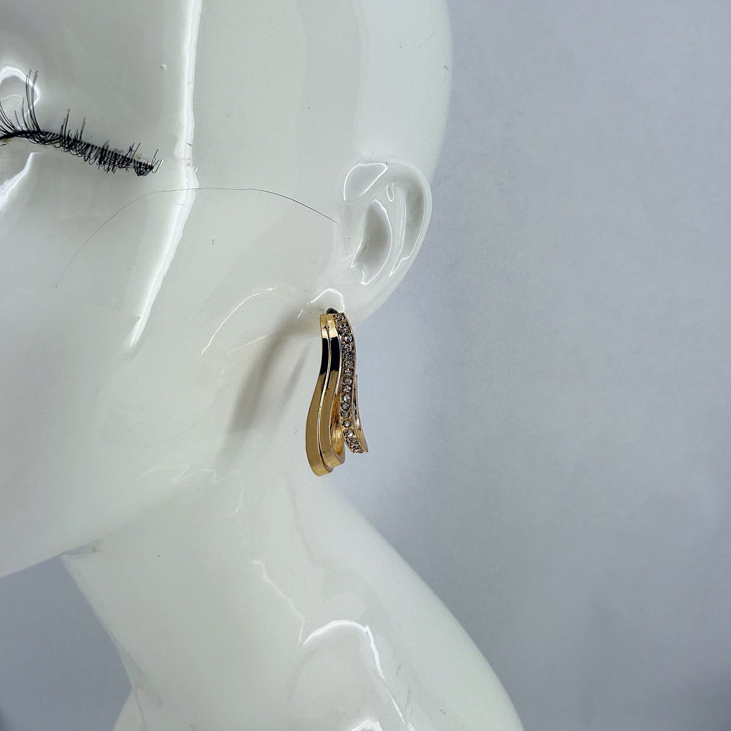 Hoop Metal Earrings With Rhinestone