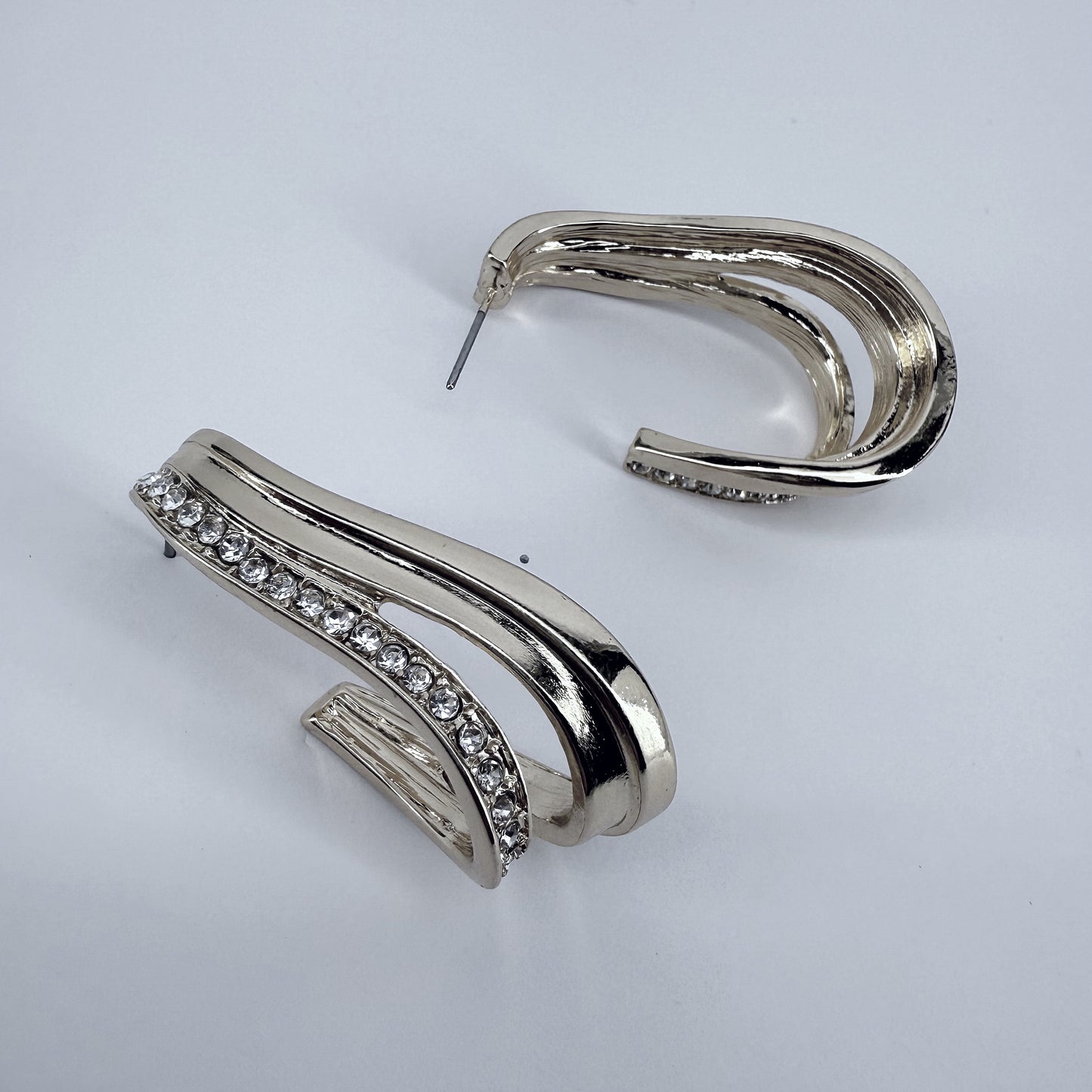Hoop Metal Earrings With Rhinestone