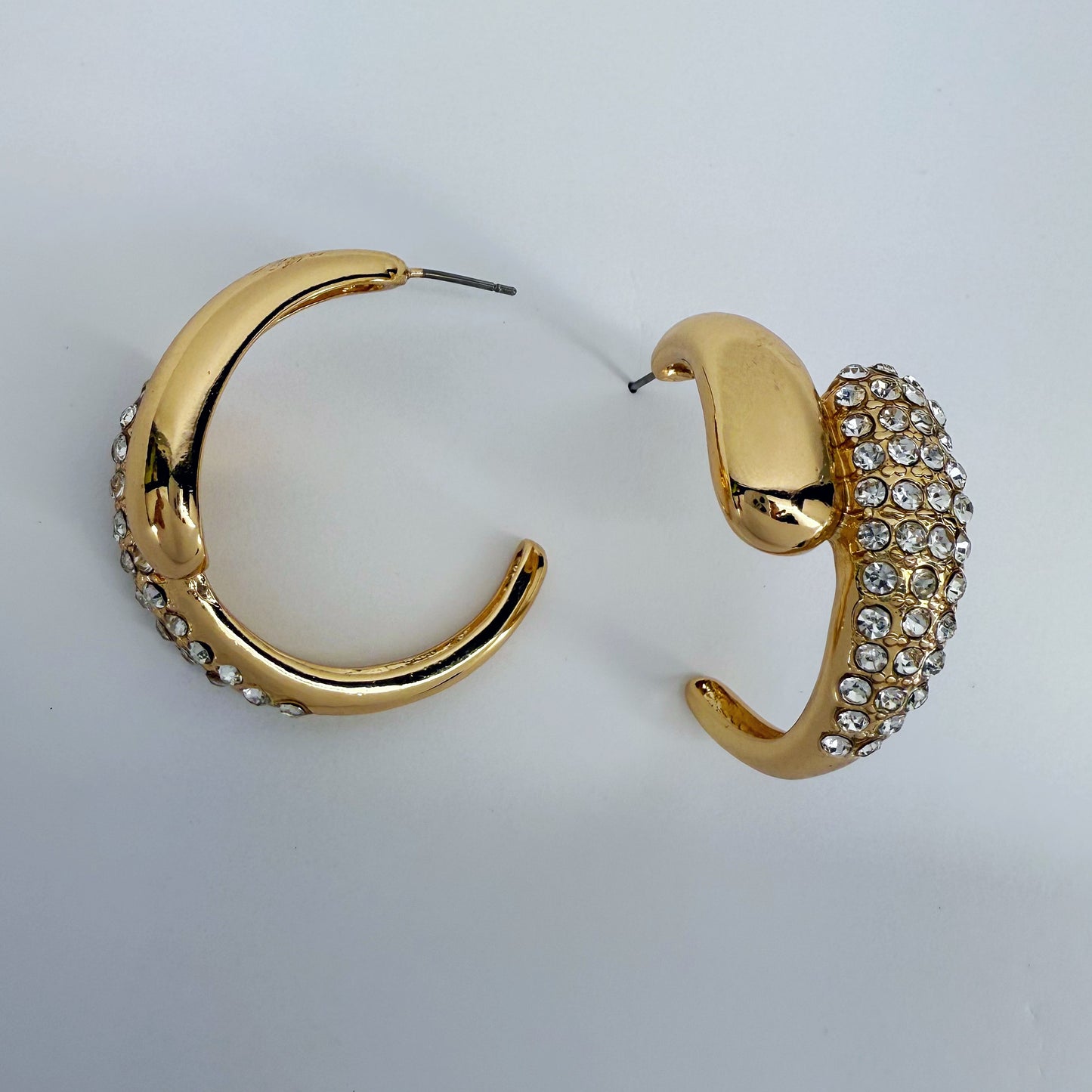 Unique Hoop Design Earrings With Rhinestone In Gold Or Silver Finish