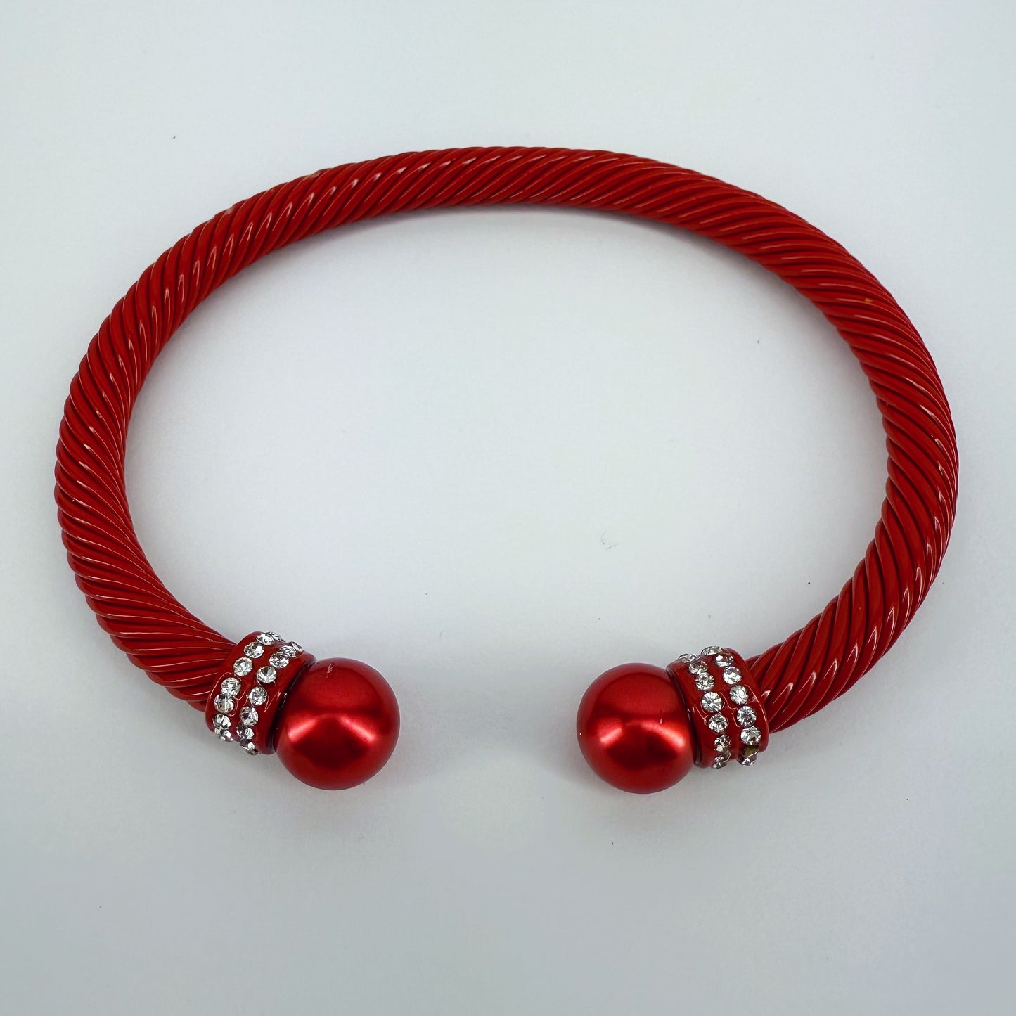Designer Inspired Cable Bracelet With Rhinestones