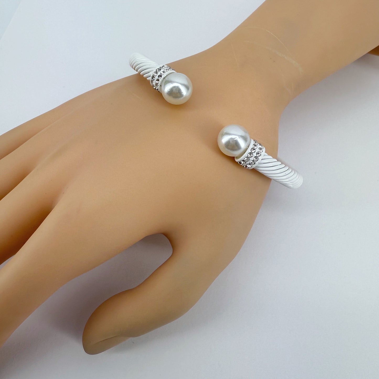 Designer Inspired Cable Bracelet With Rhinestones