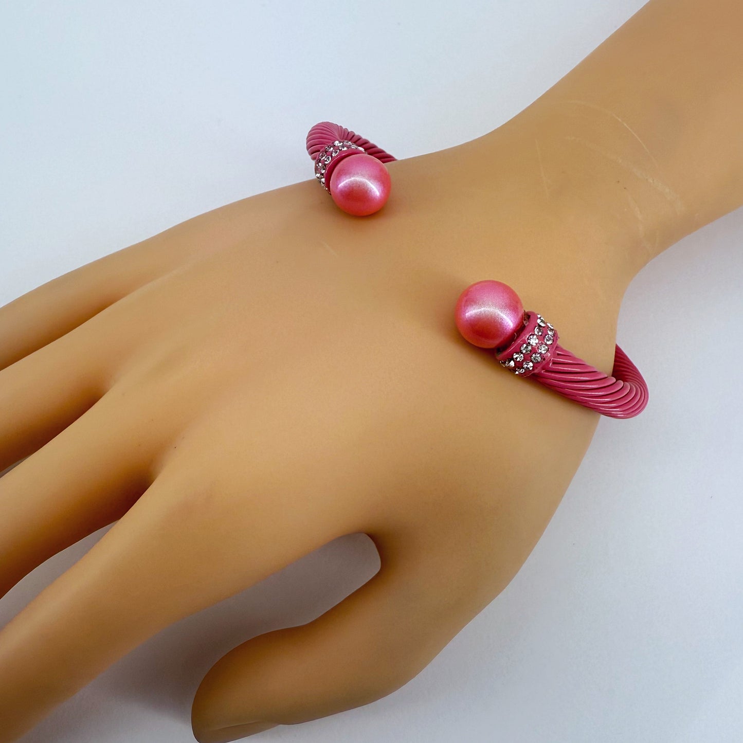 Designer Inspired Cable Bracelet With Rhinestones