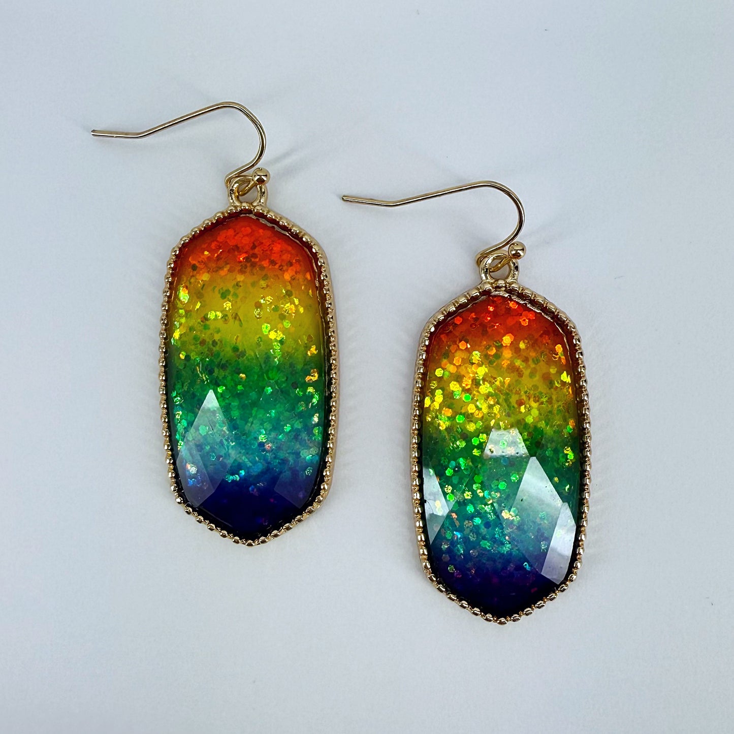 Designer inspired Shape Drop Dangle Rainbow Earrings
