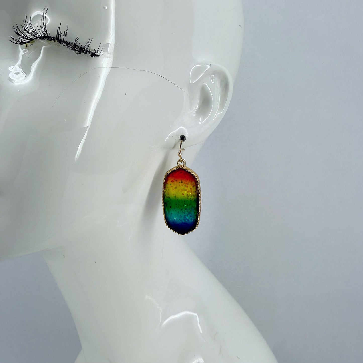 Designer inspired Shape Drop Dangle Rainbow Earrings