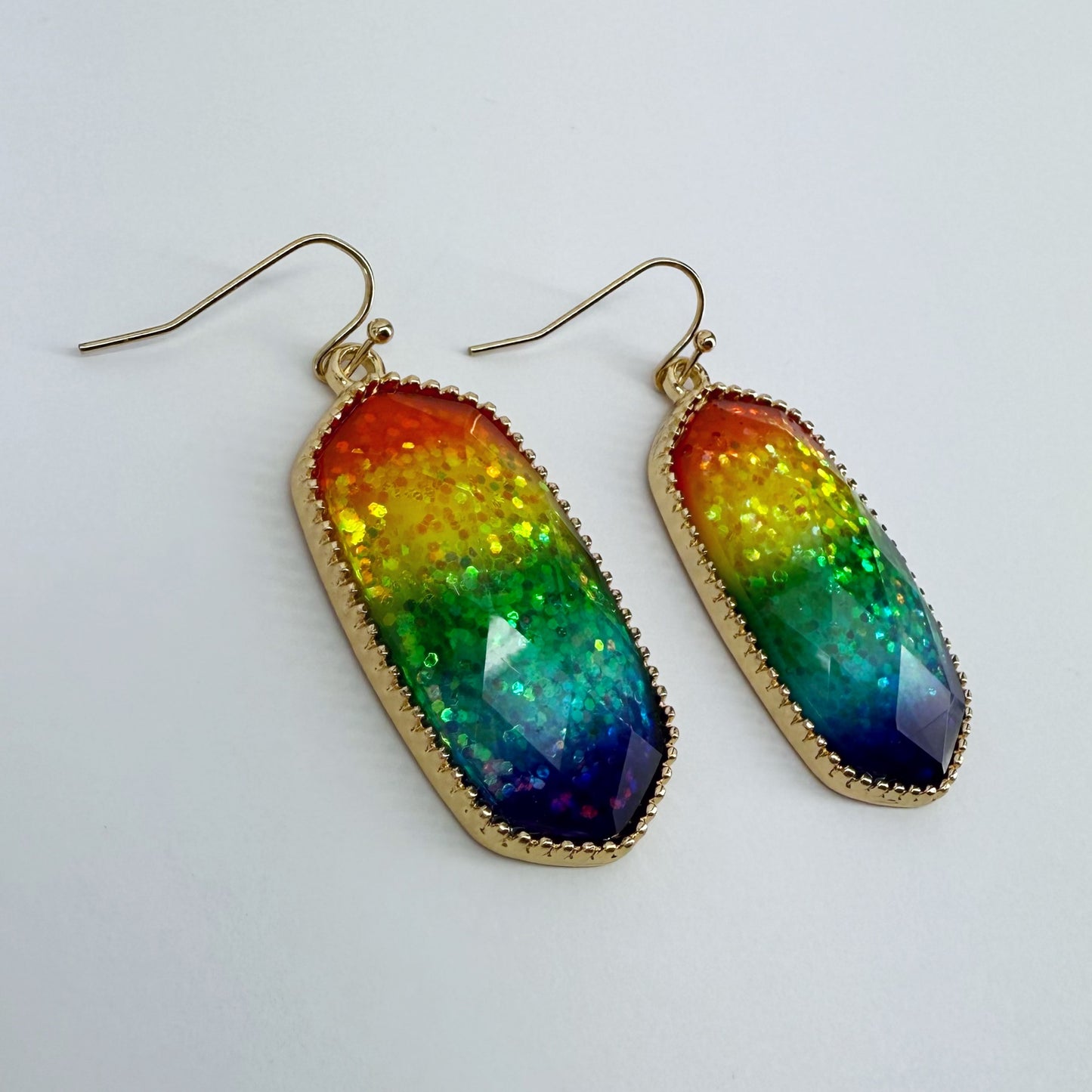 Designer inspired Shape Drop Dangle Rainbow Earrings