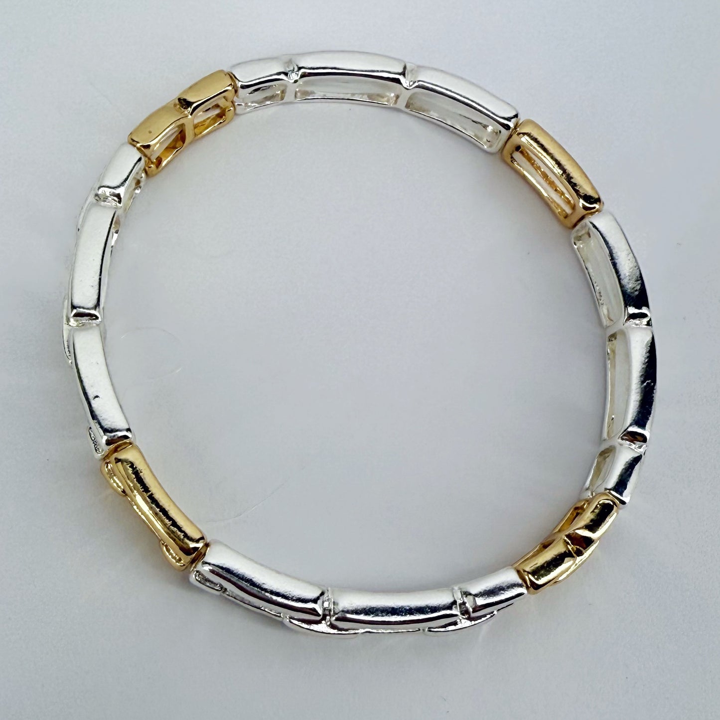 Thin Stretchable Two Tone Link Bracelet