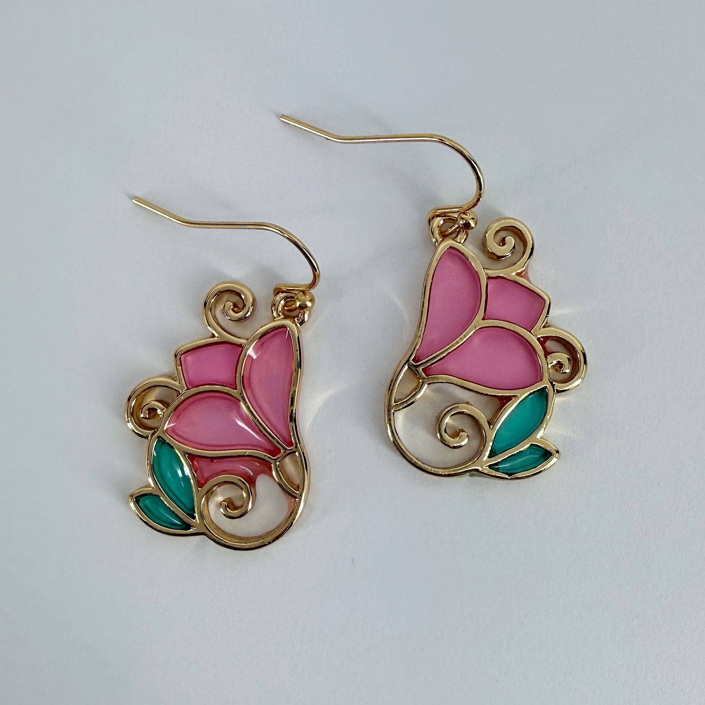 Gold or Silver finish Multi Epoxy Rose Flower Earrings