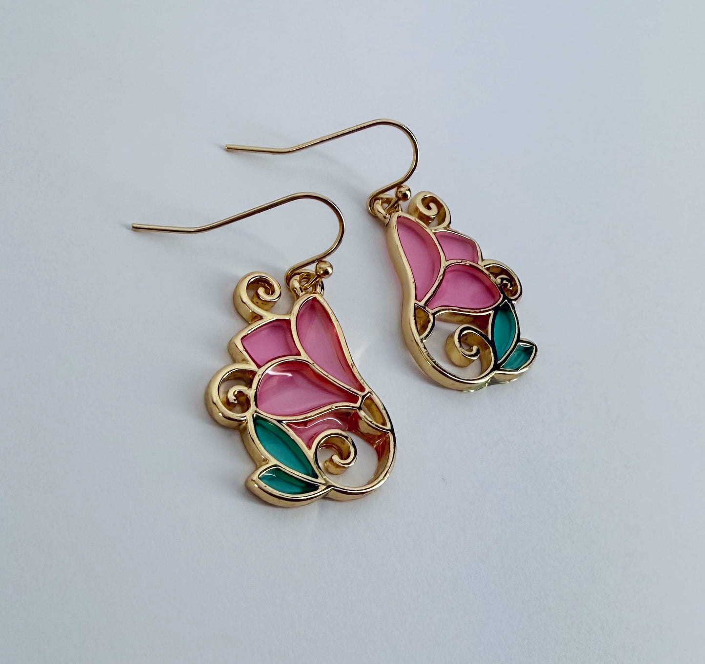 Gold or Silver finish Multi Epoxy Rose Flower Earrings