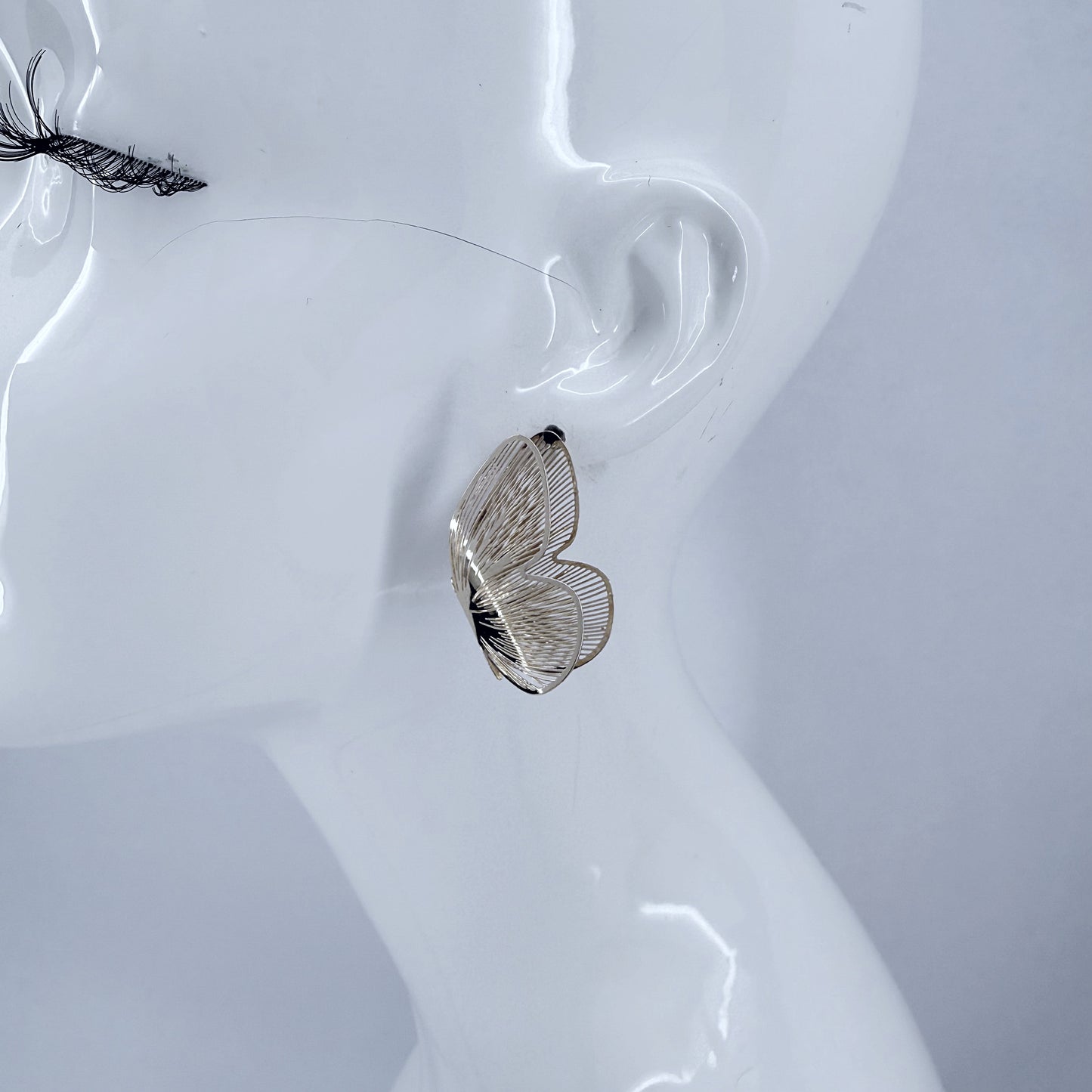 Gold or Silver Finish 3D Butterfly Post Back Earrings