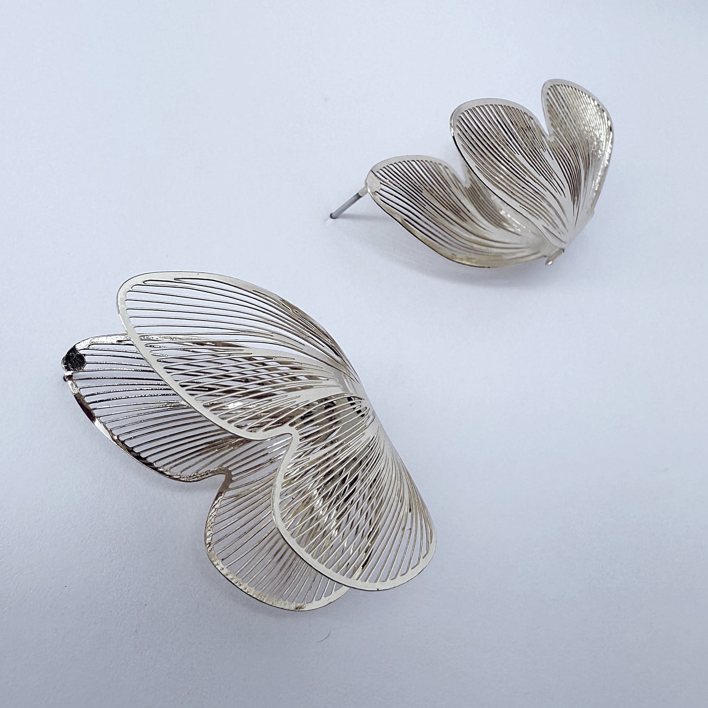 Gold or Silver Finish 3D Butterfly Post Back Earrings