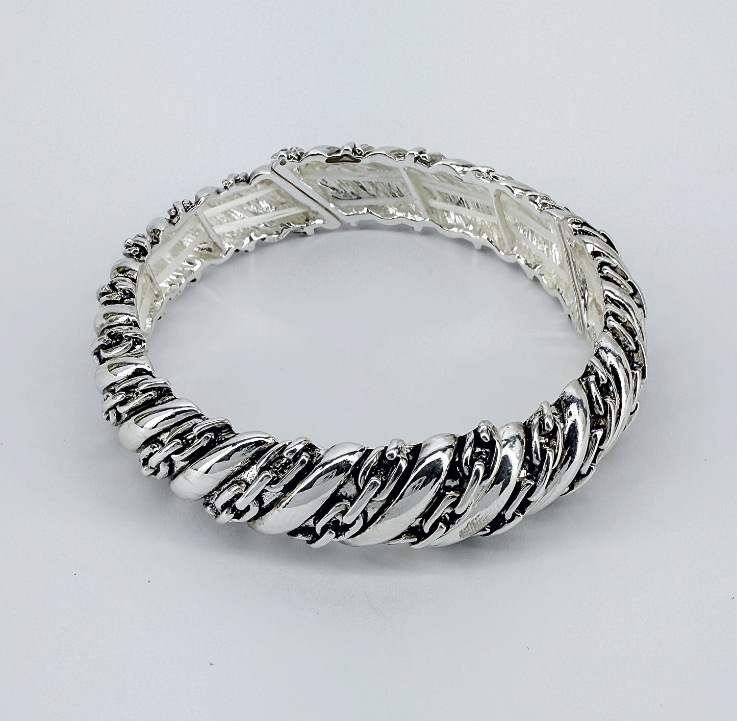 Designer Inspired Two Tone or Silver Finish Stretchable Bracelet
