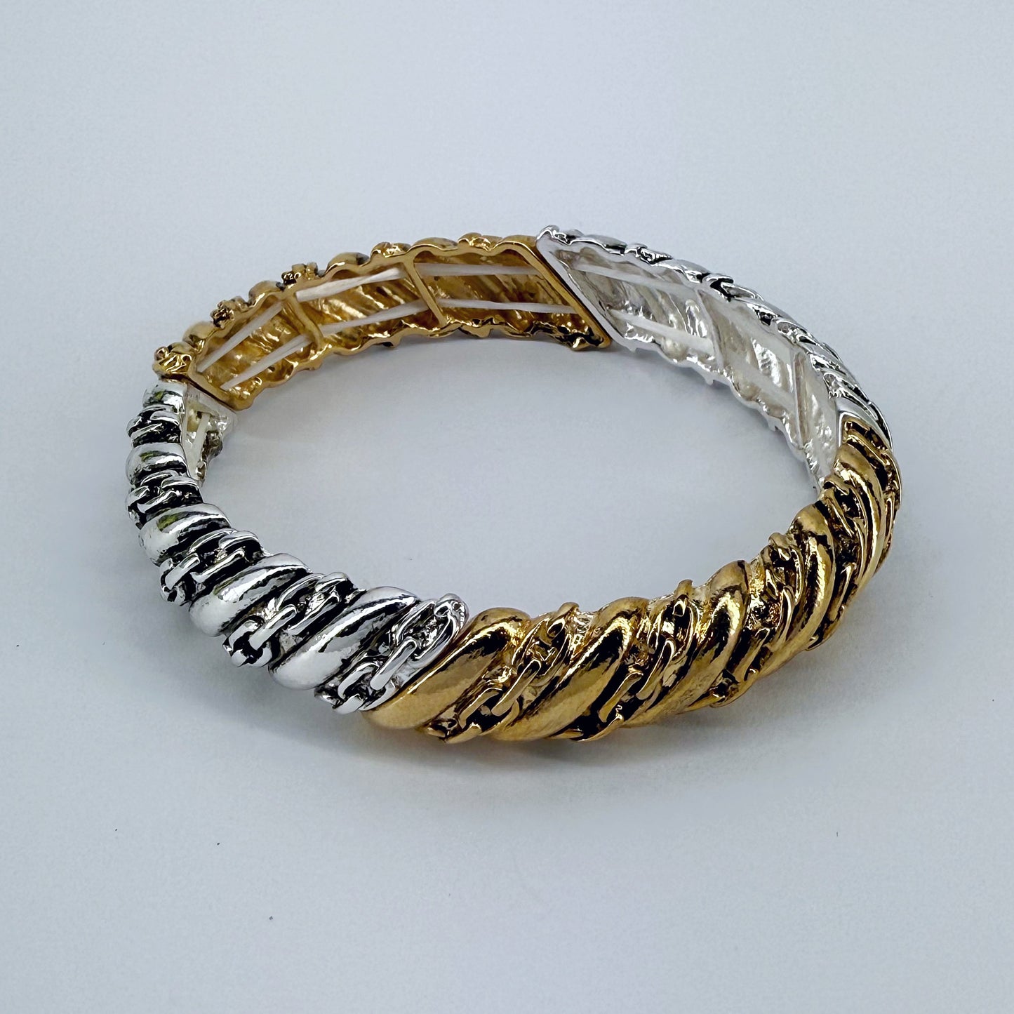 Designer Inspired Two Tone or Silver Finish Stretchable Bracelet