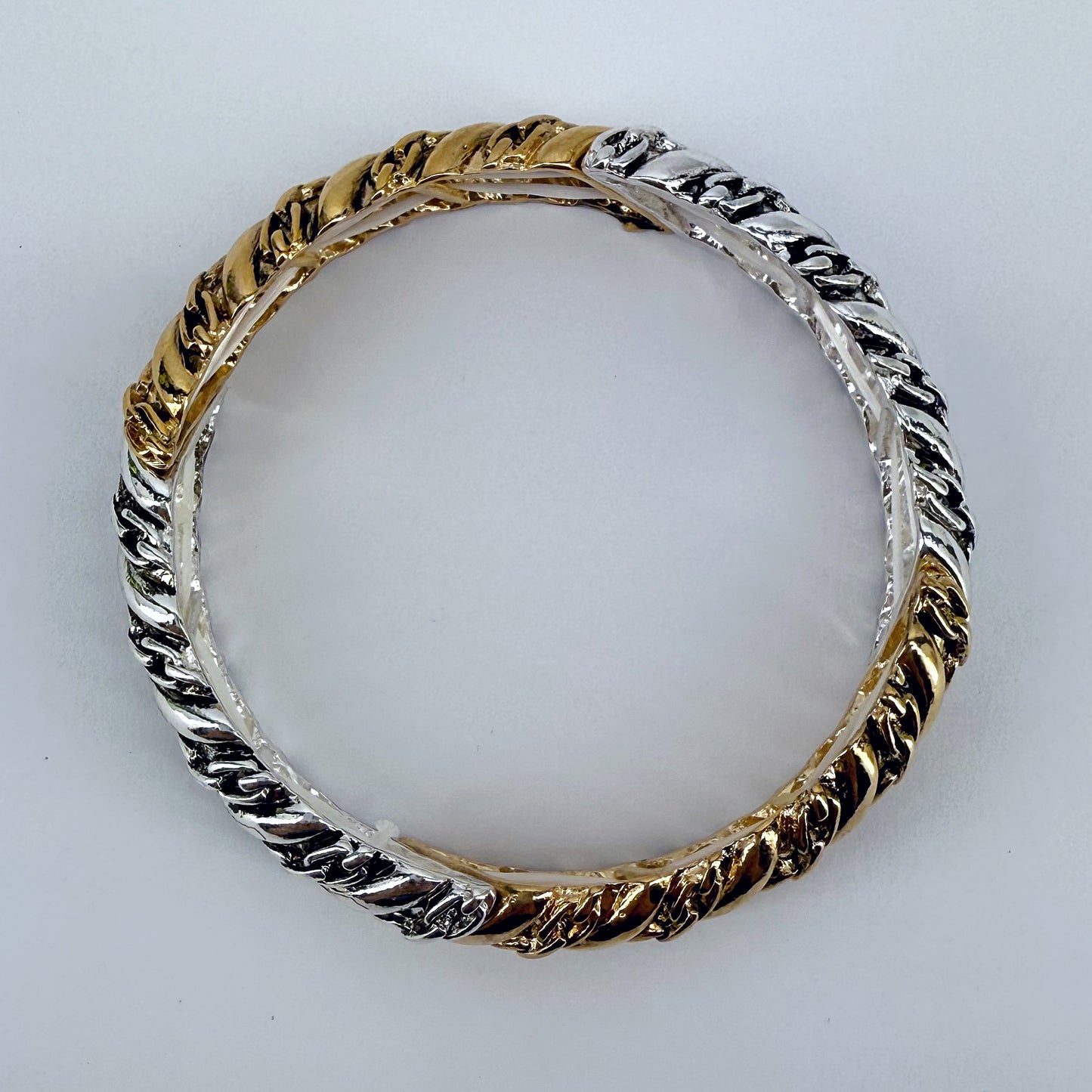 Designer Inspired Two Tone or Silver Finish Stretchable Bracelet