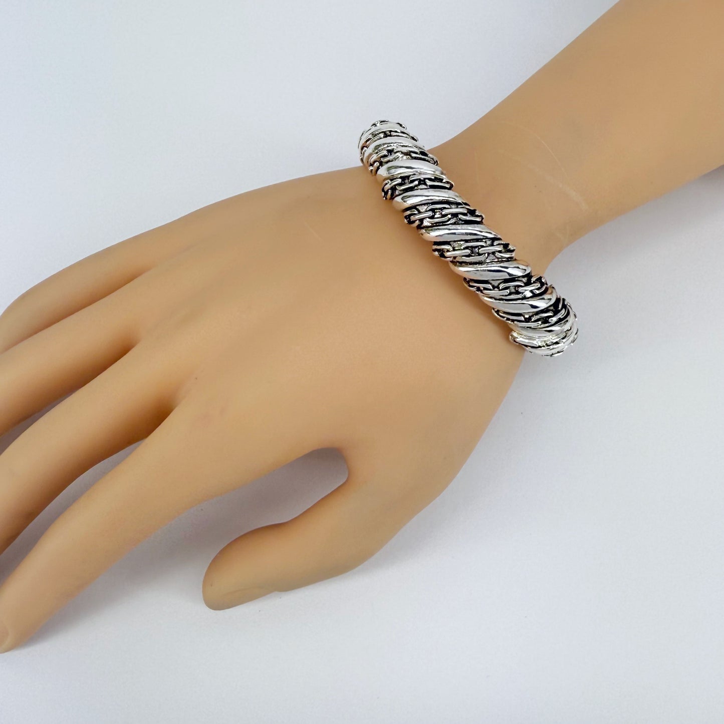 Designer Inspired Two Tone or Silver Finish Stretchable Bracelet