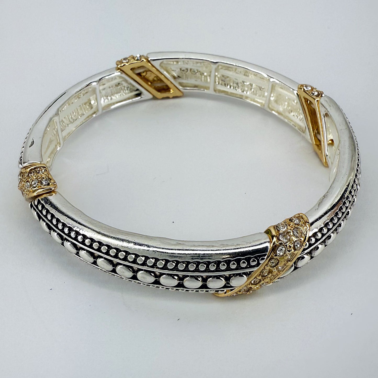 Silver or 2 Tone Finish Filigree Stretchable Bracelet