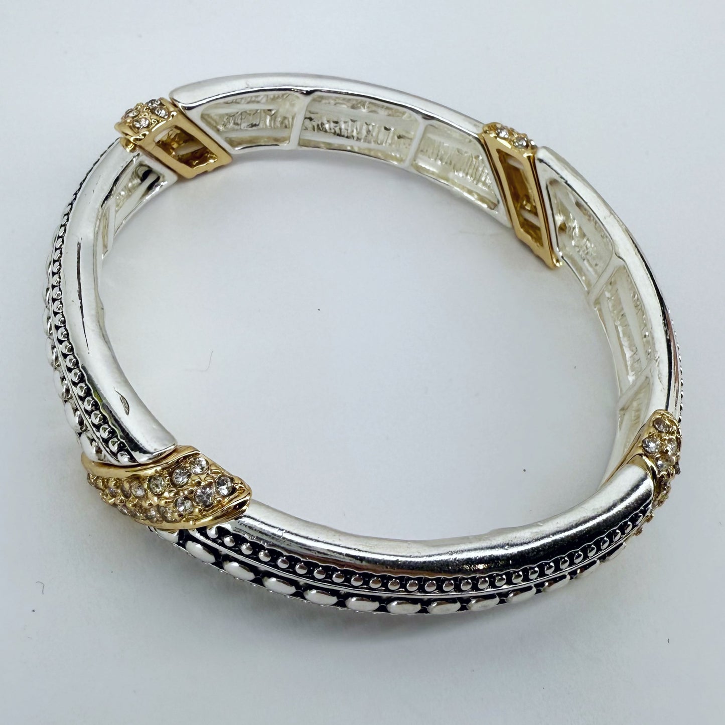 Silver or 2 Tone Finish Filigree Stretchable Bracelet
