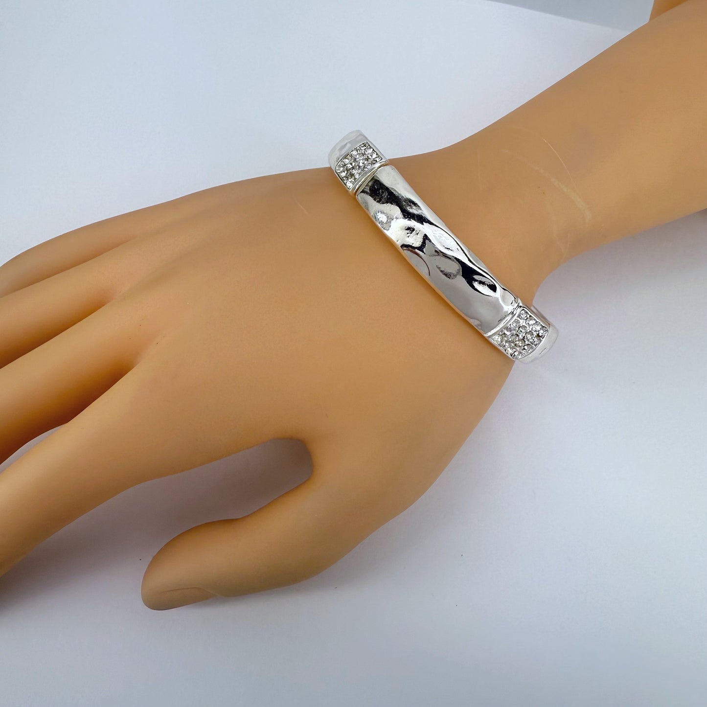 Two Tone or Silver Finish Stretchable Thin Bracelet