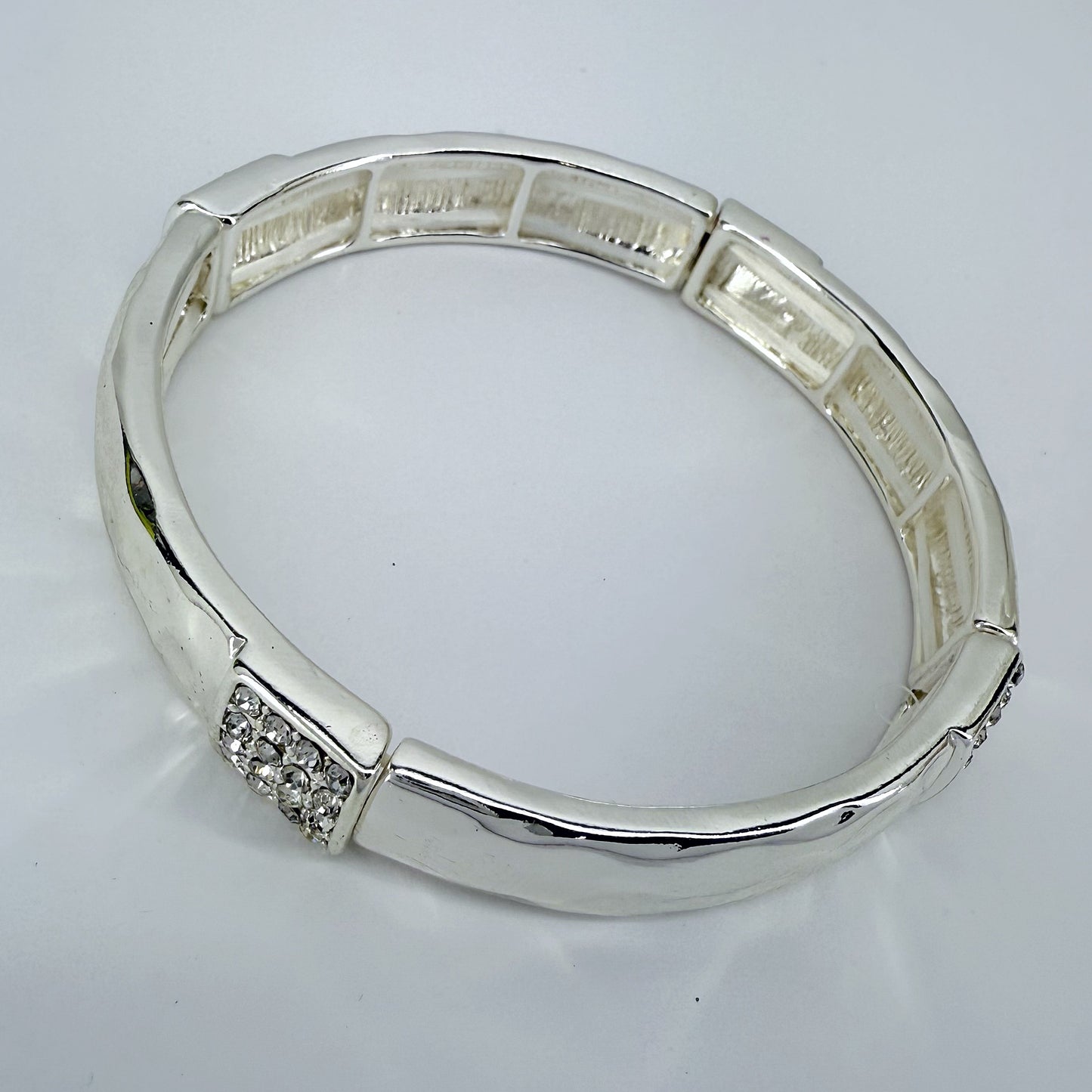 Two Tone or Silver Finish Stretchable Thin Bracelet