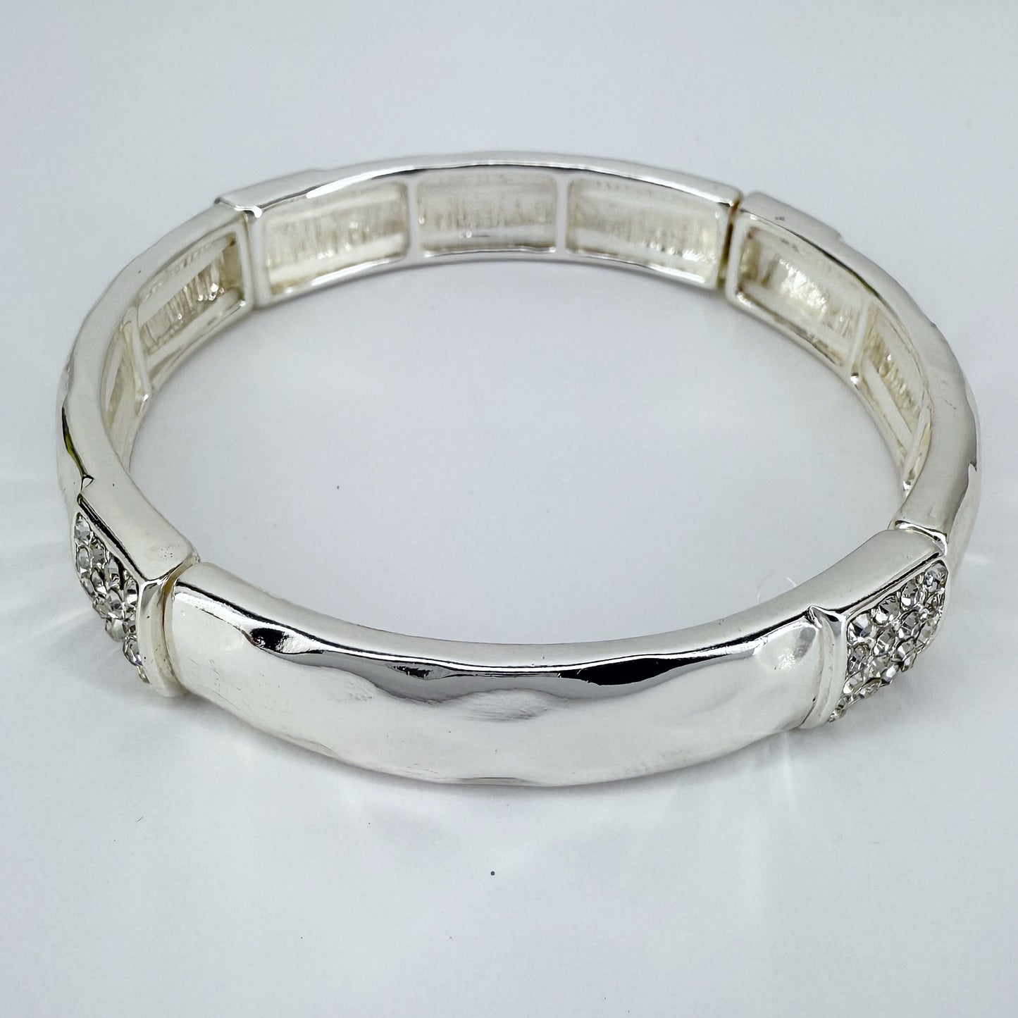 Two Tone or Silver Finish Stretchable Thin Bracelet