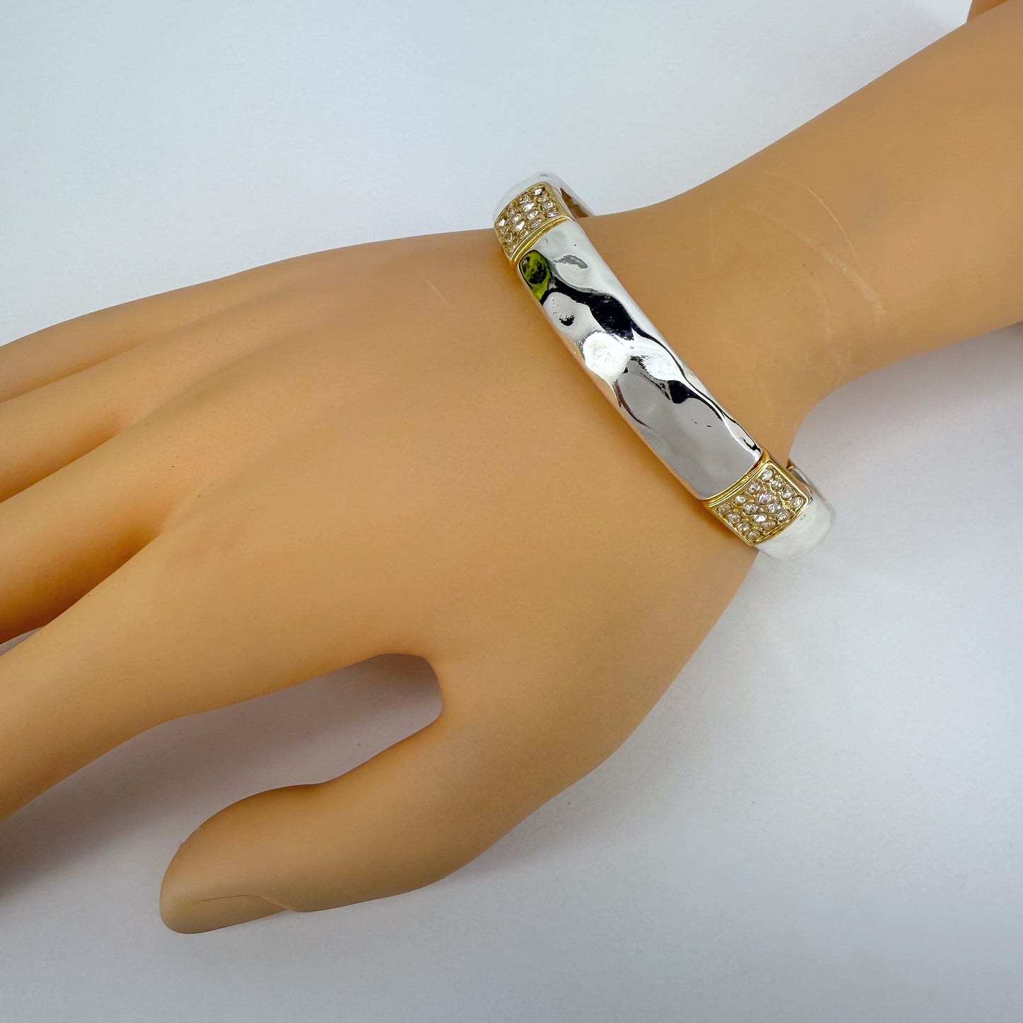 Two Tone or Silver Finish Stretchable Thin Bracelet