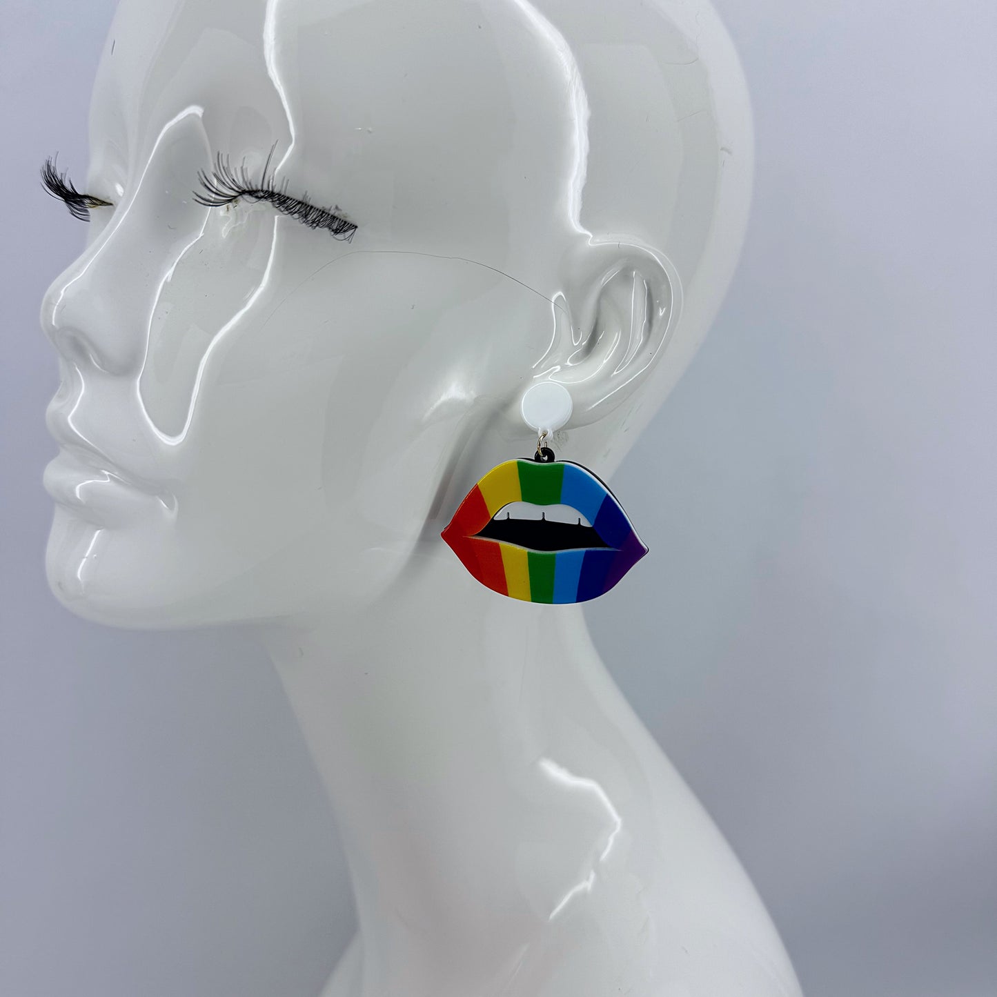 Multicolor Rainbow Drop Dangle Lips Earrings