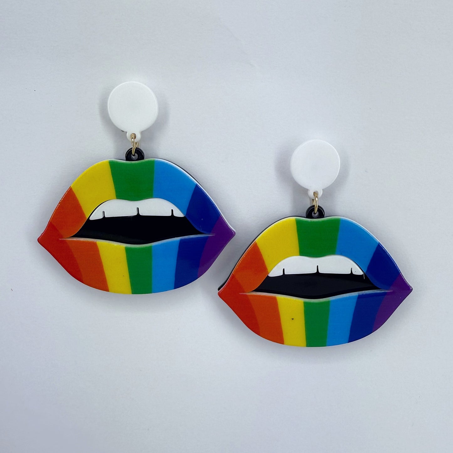 Multicolor Rainbow Drop Dangle Lips Earrings
