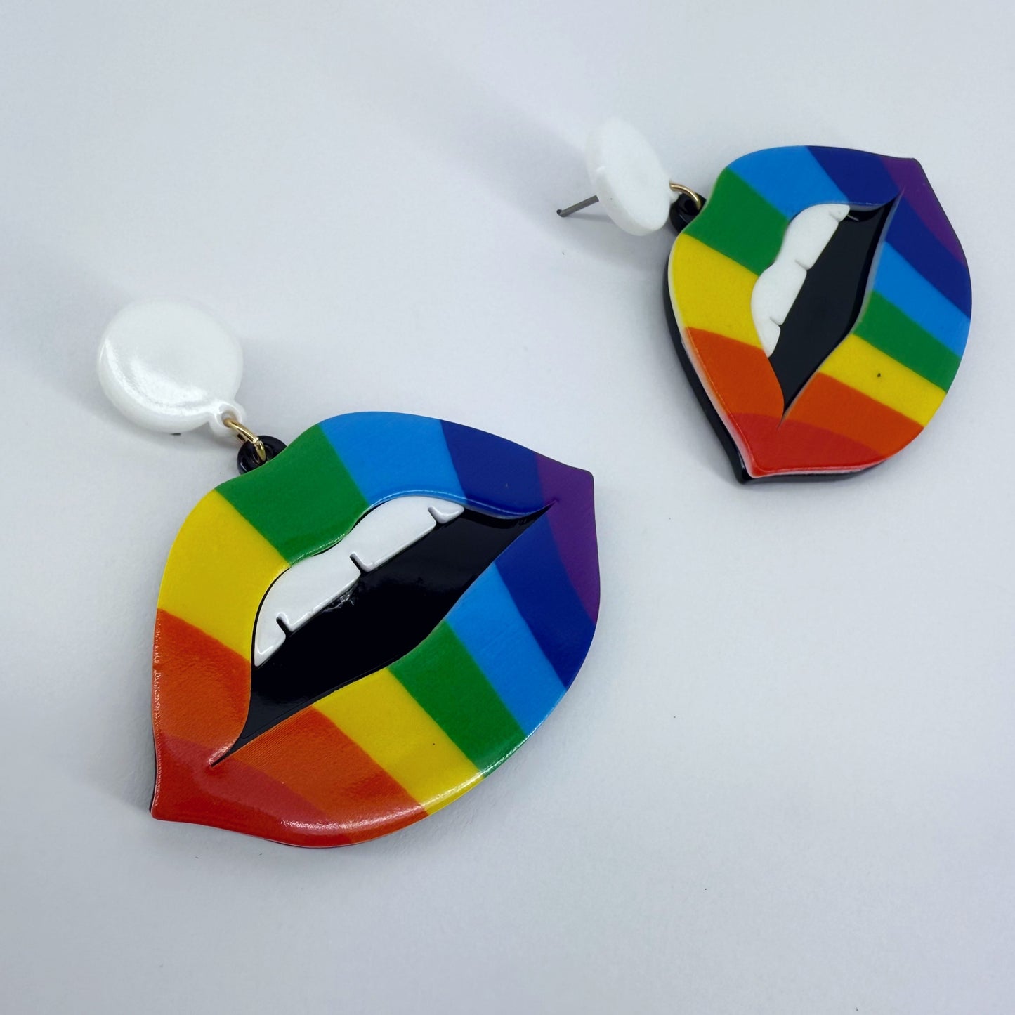 Multicolor Rainbow Drop Dangle Lips Earrings
